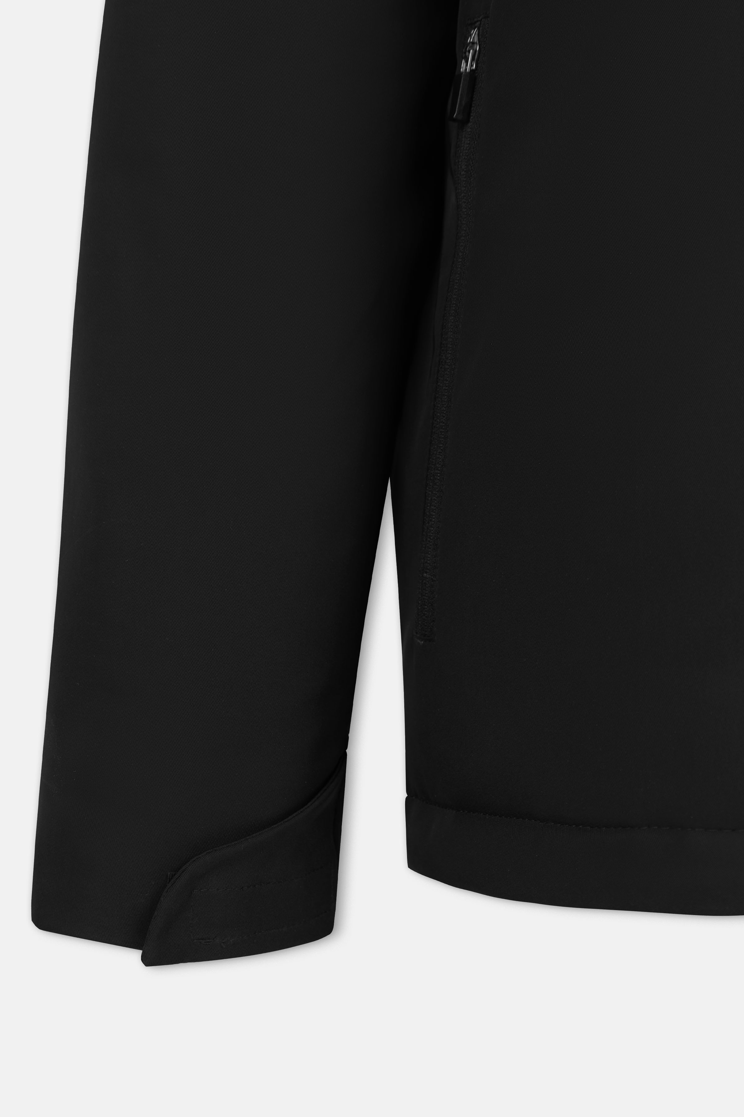 Waterproof Black Gabardine Jacket With Hoodie