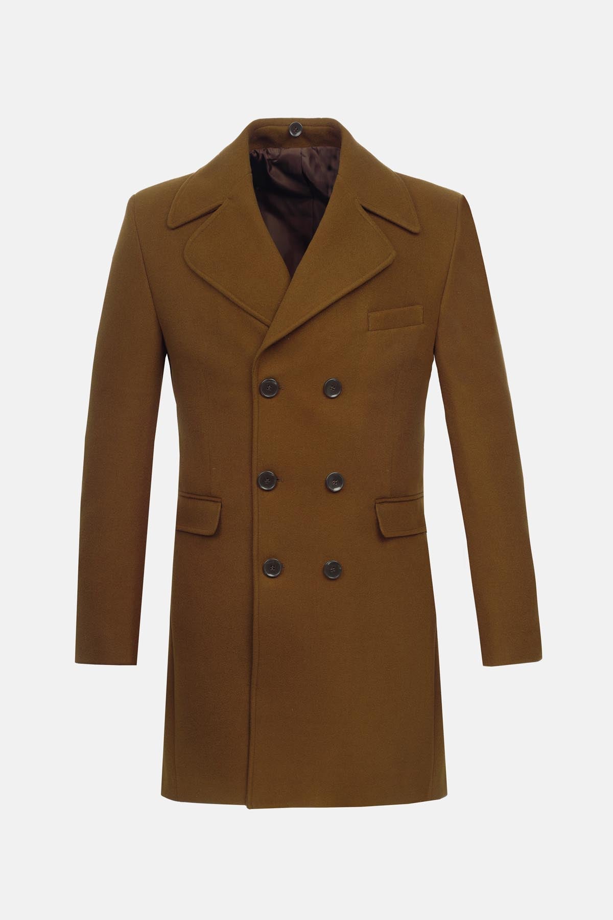 Woven Kobicha Long Coat with removable Fur piece - 3