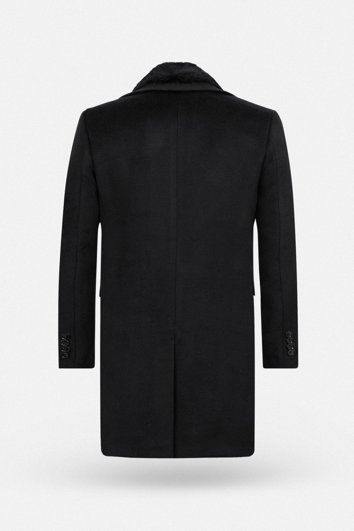 Black Felt Coat with removable Fur piece - 3