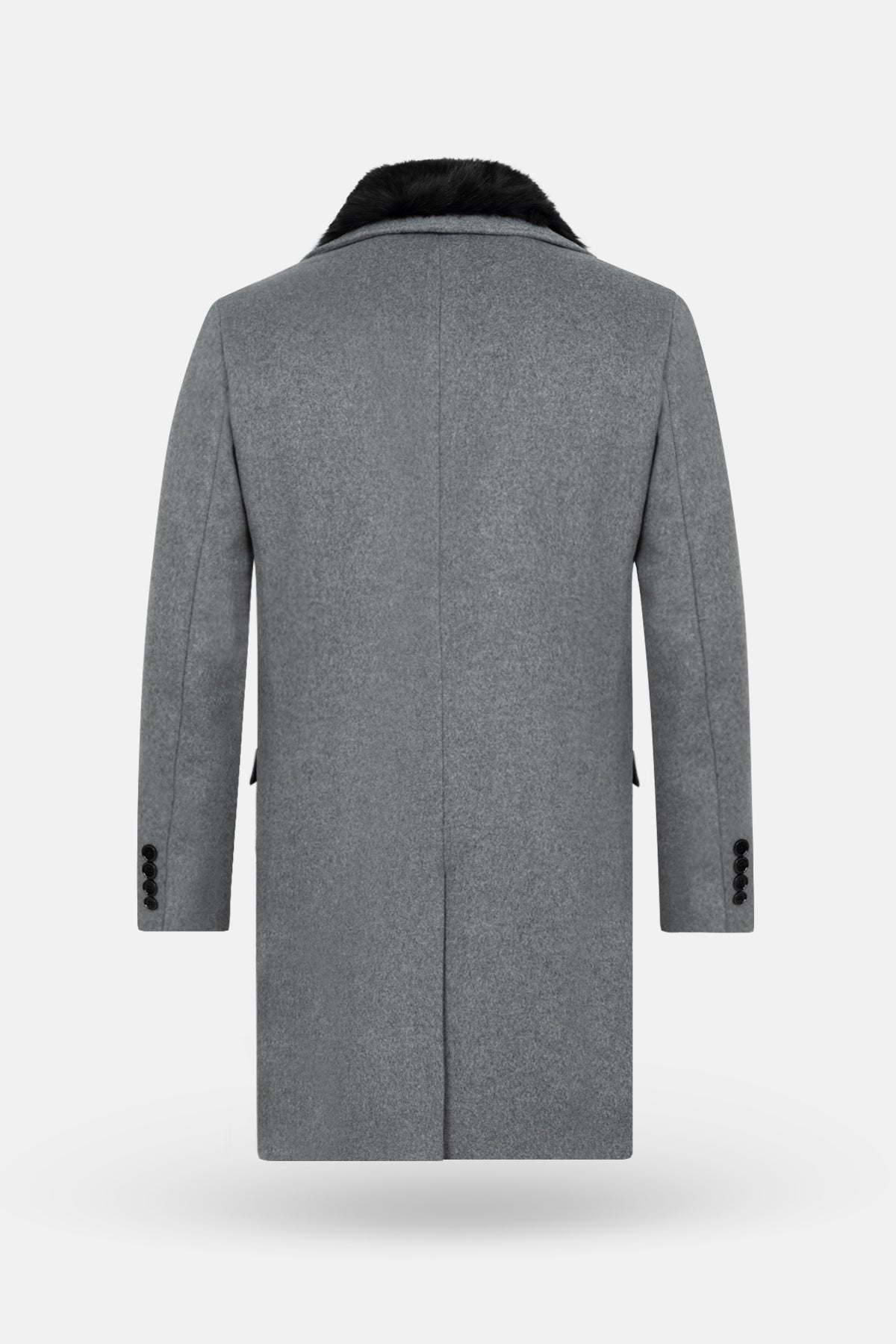 Gray Felt Coat with removable Fur piece - 3