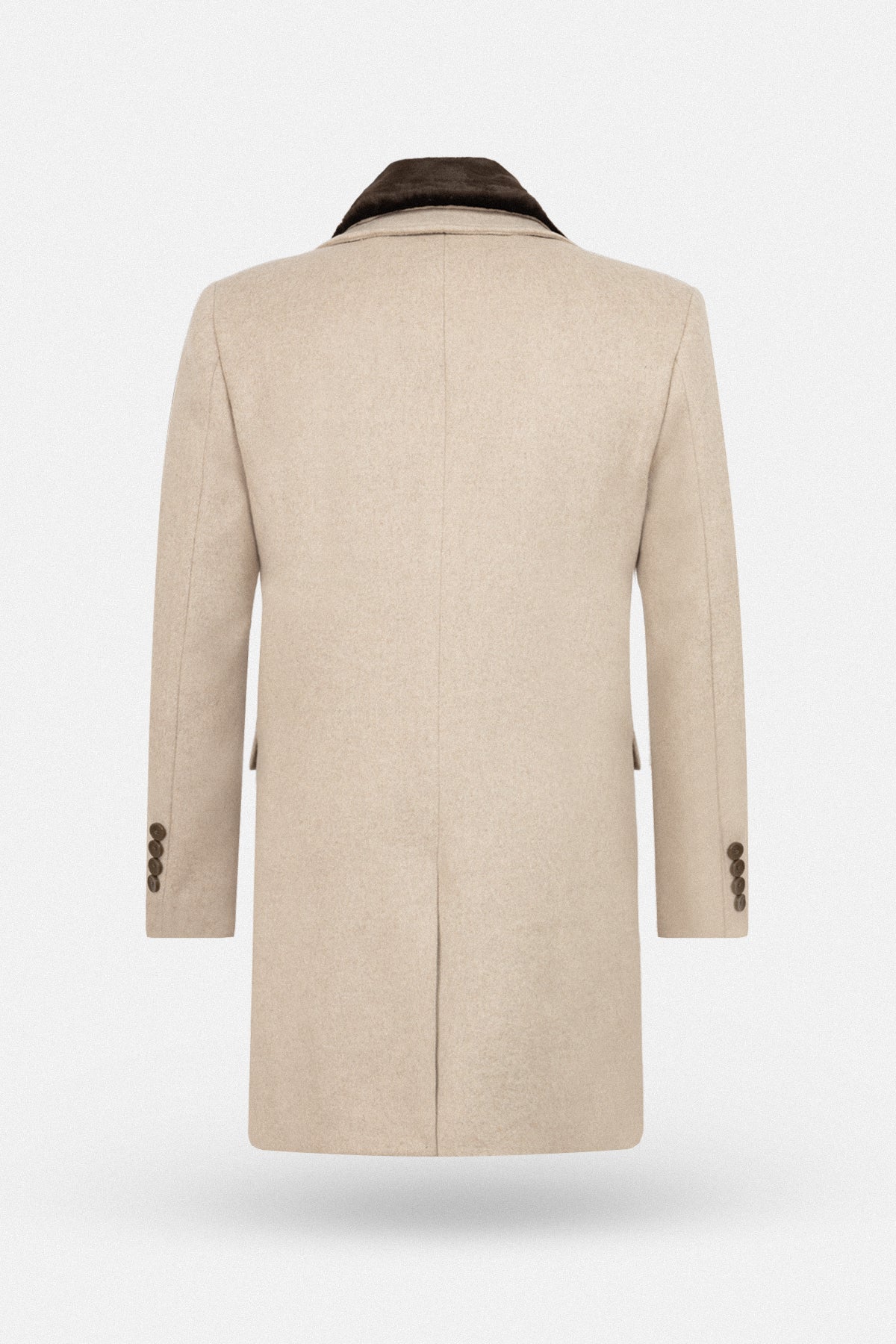 Light Beige Felt Coat with removable Fur piece - 3