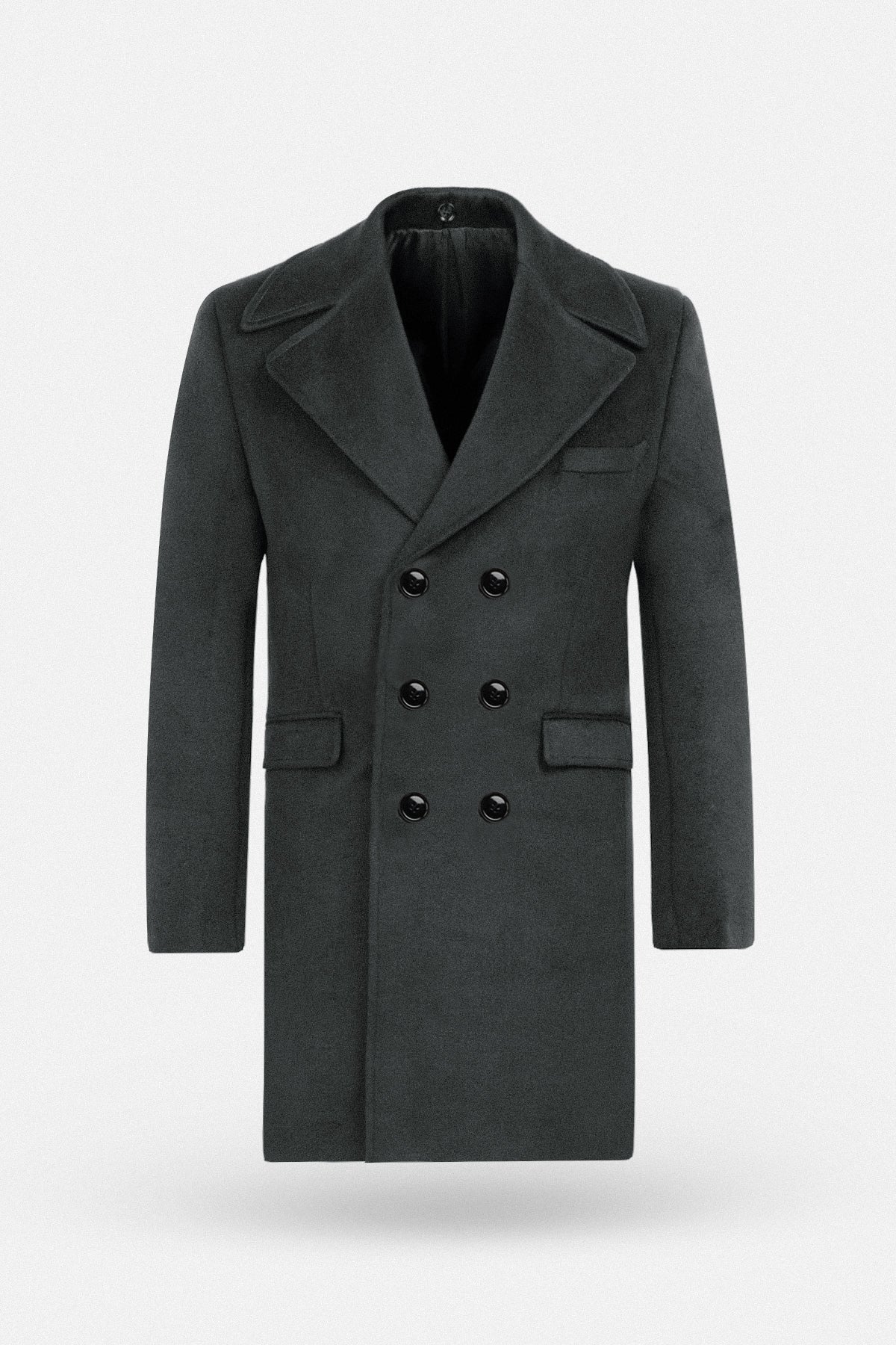 Dark Gray Felt Coat with removable Fur piece - 2