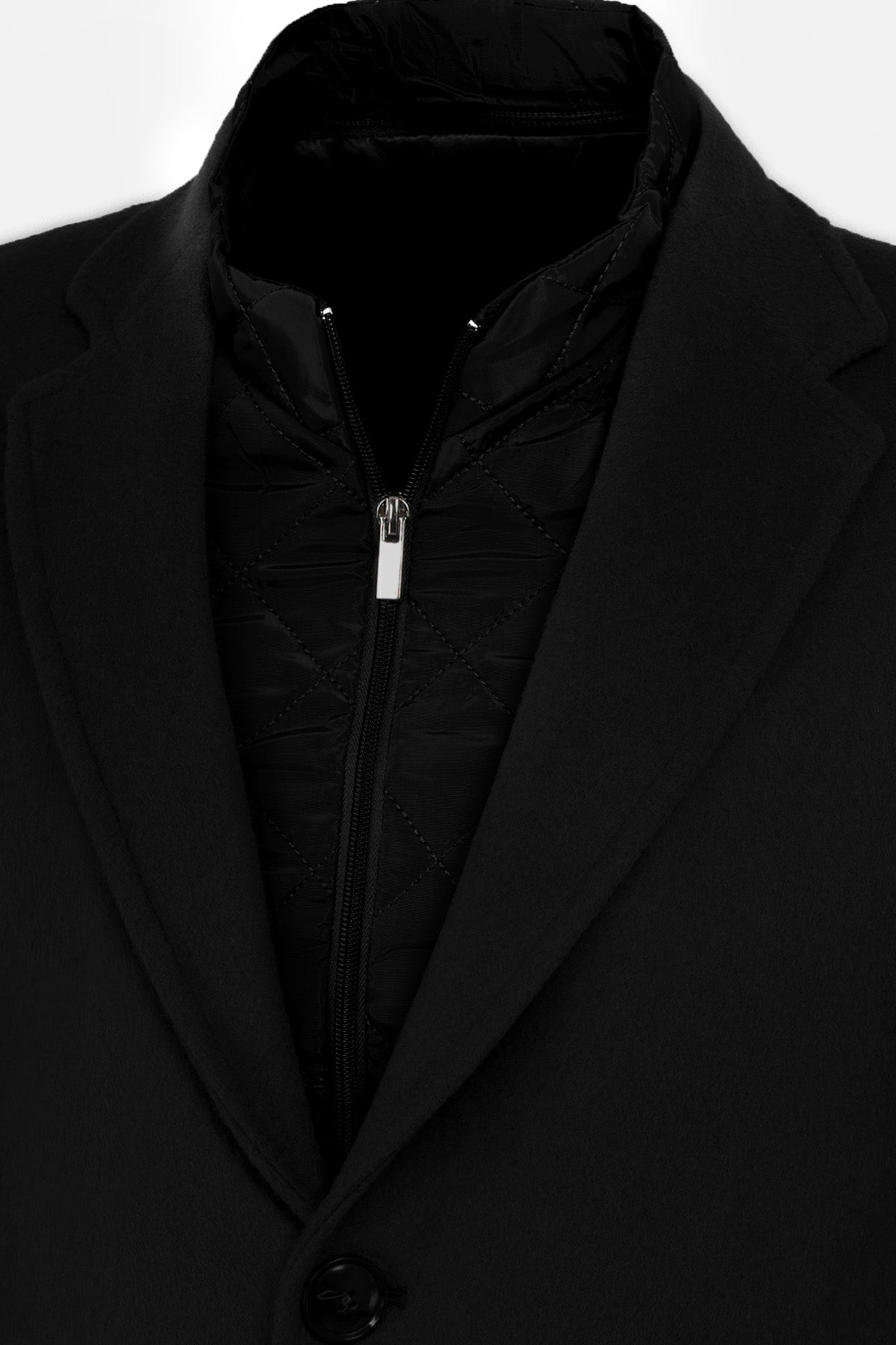Black Felt Coat with removable padded piece - 3