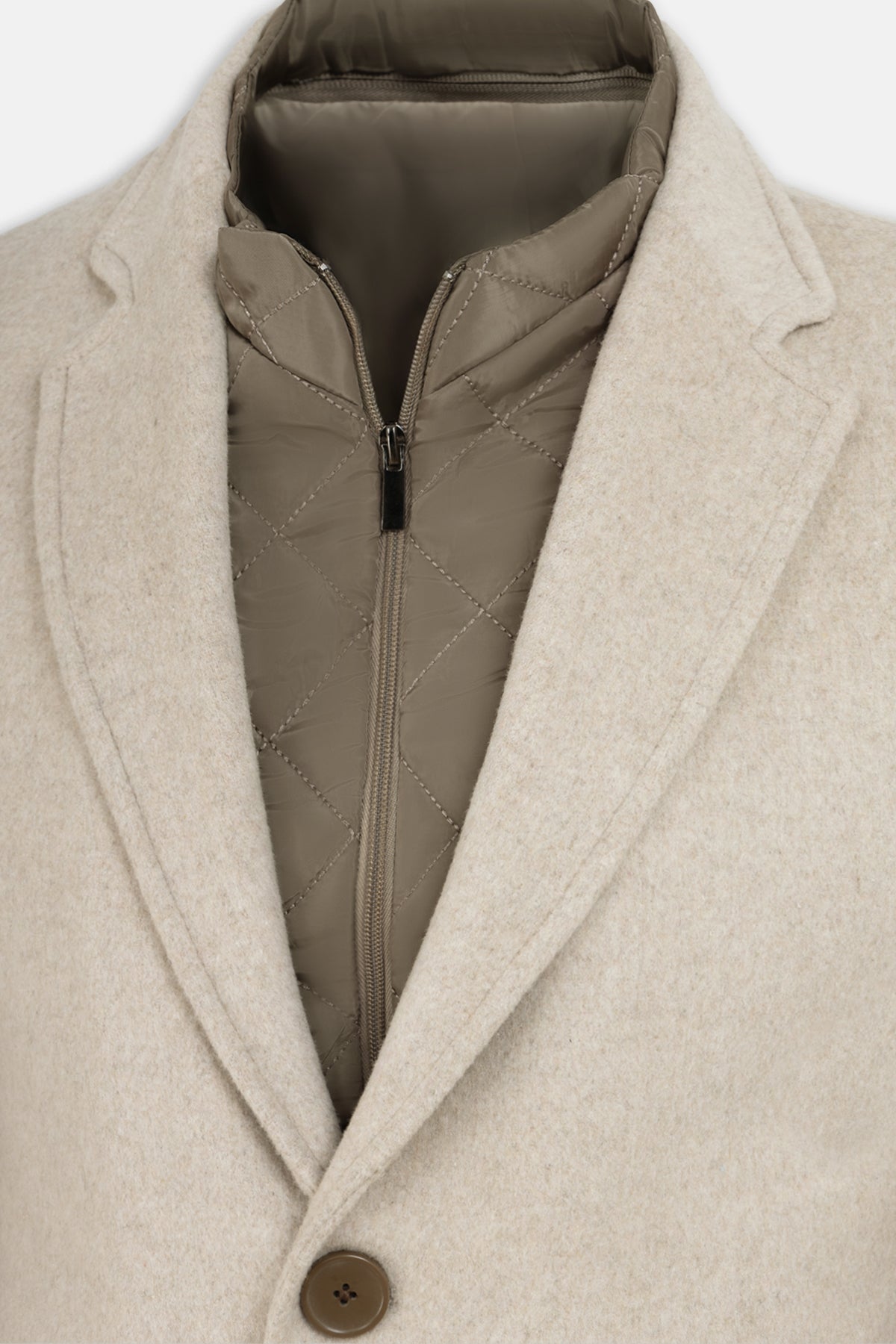 Light Beige Felt Coat with removable padded piece