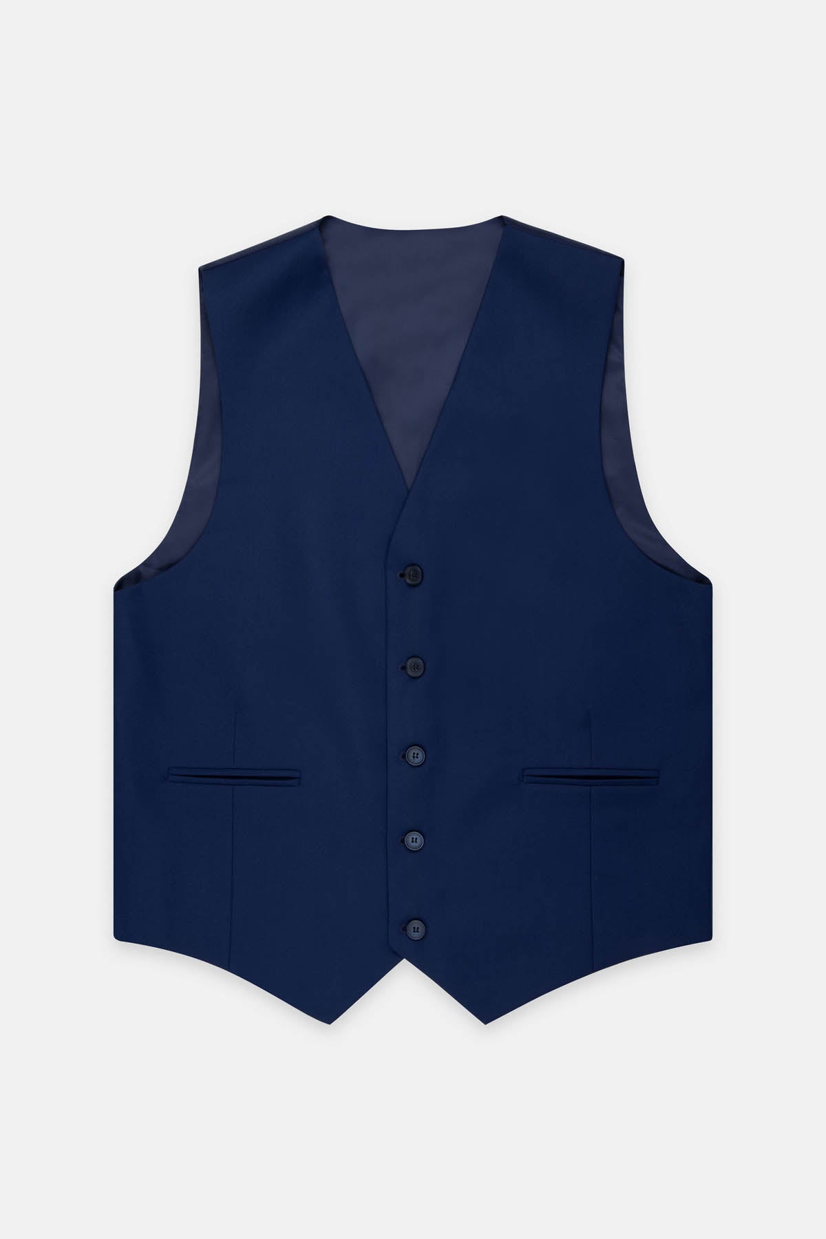 Navy Twill Single-Breasted Vest - 1