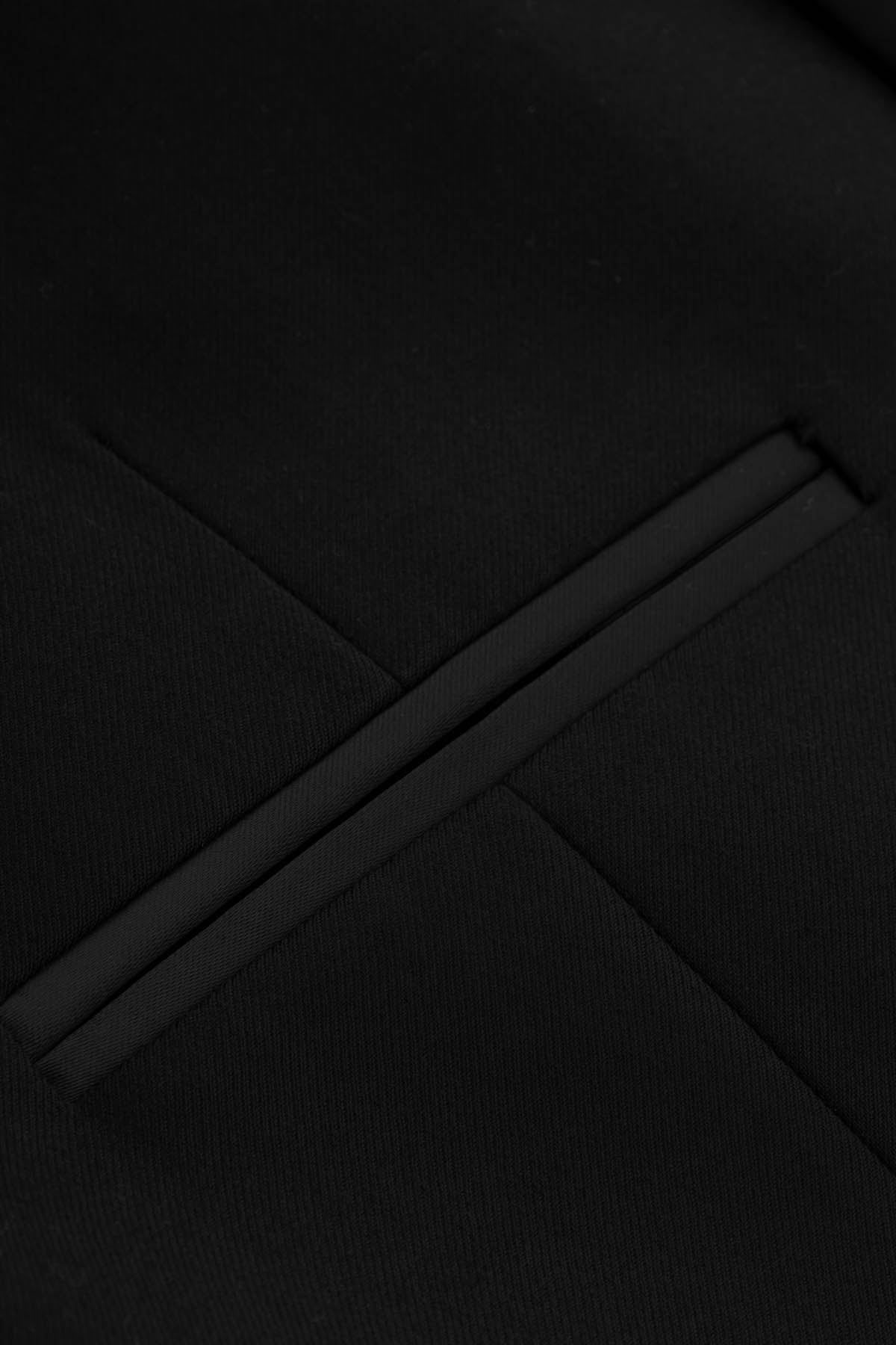 Black Twill Single-Breasted Vest - 3
