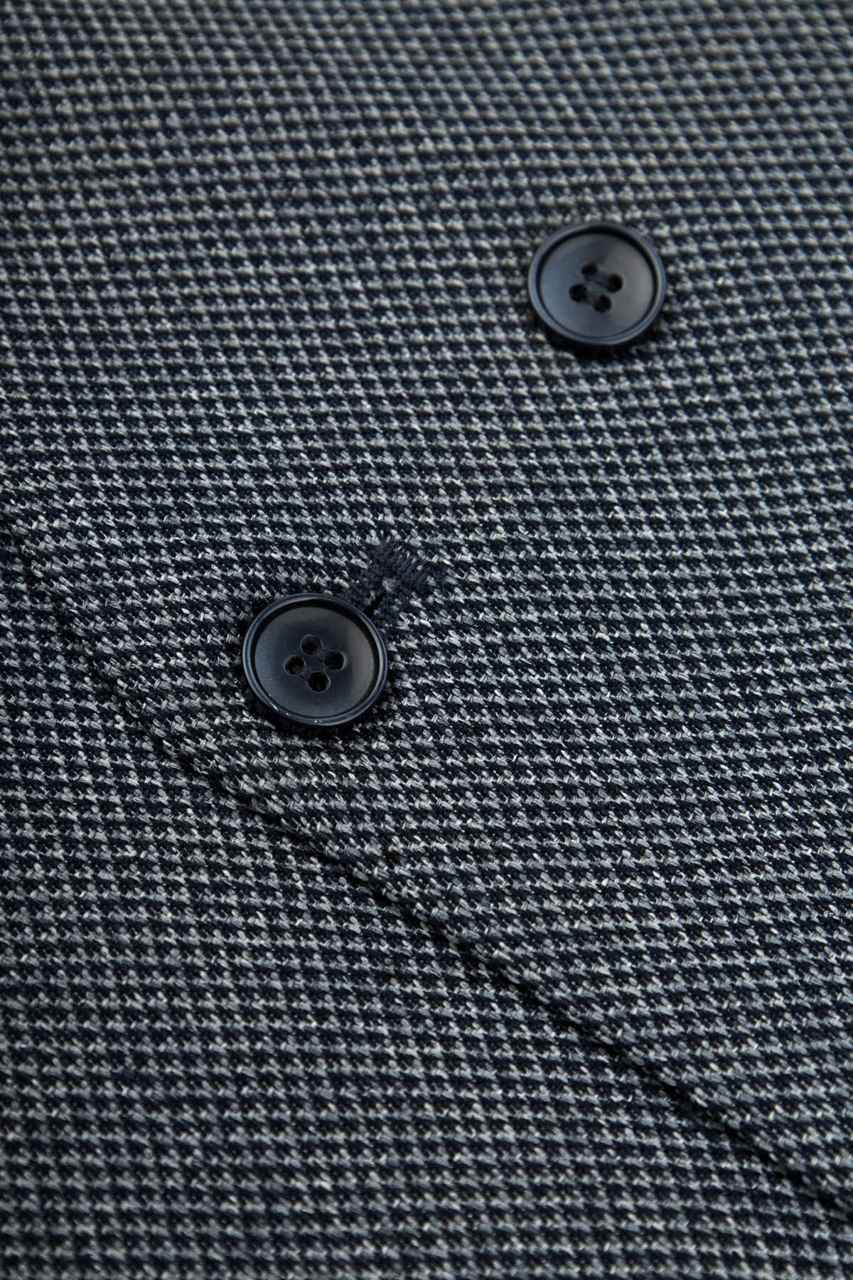 Jacquard Dark Gray Twill Double-Breasted Linen Vest - 2