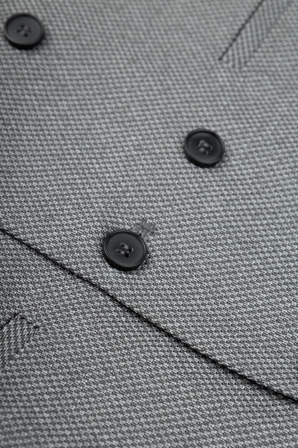 Jacquard Light Gray Twill Double-Breasted Linen Vest - 2