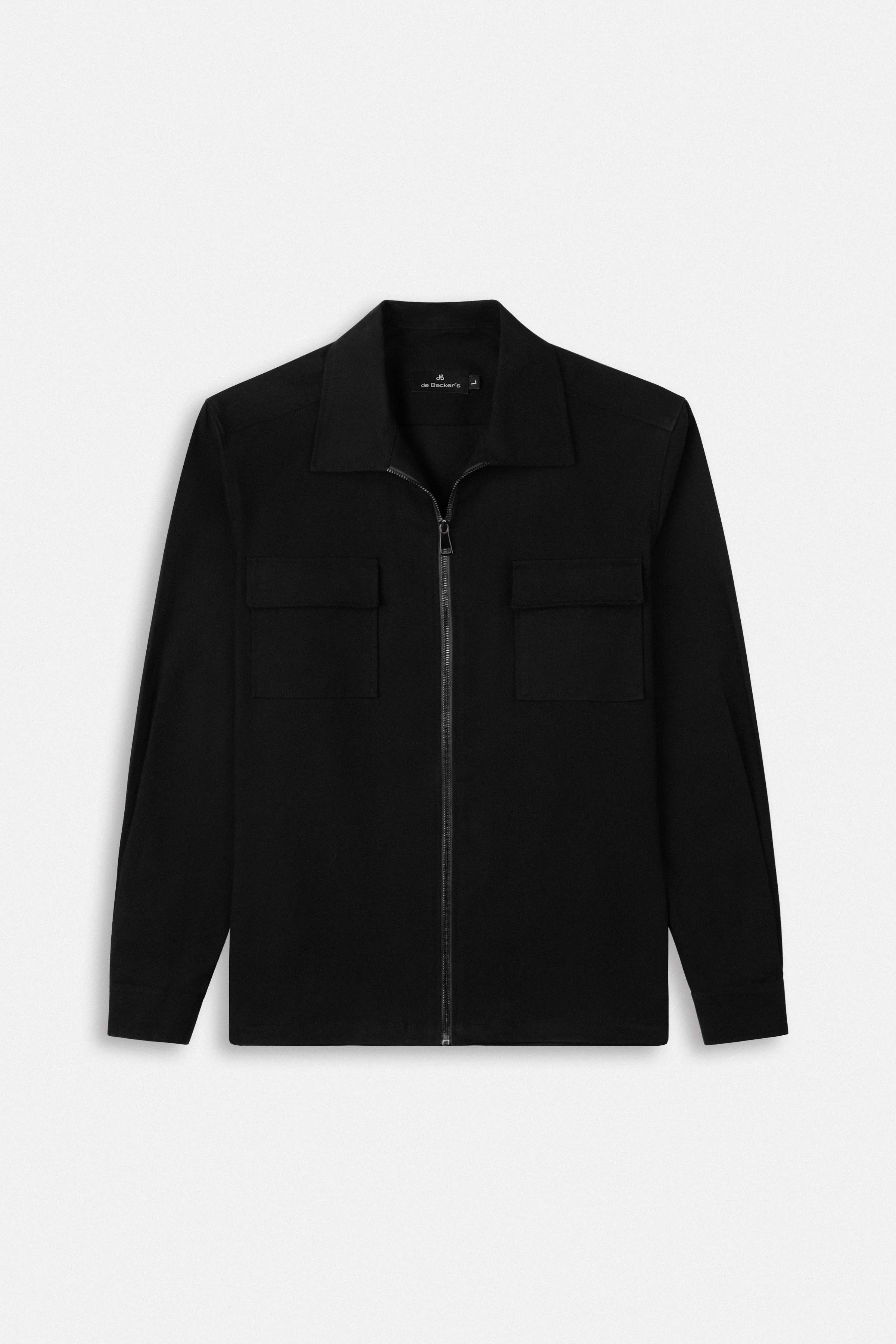 Solid Black Zip-Up Over-Shirt