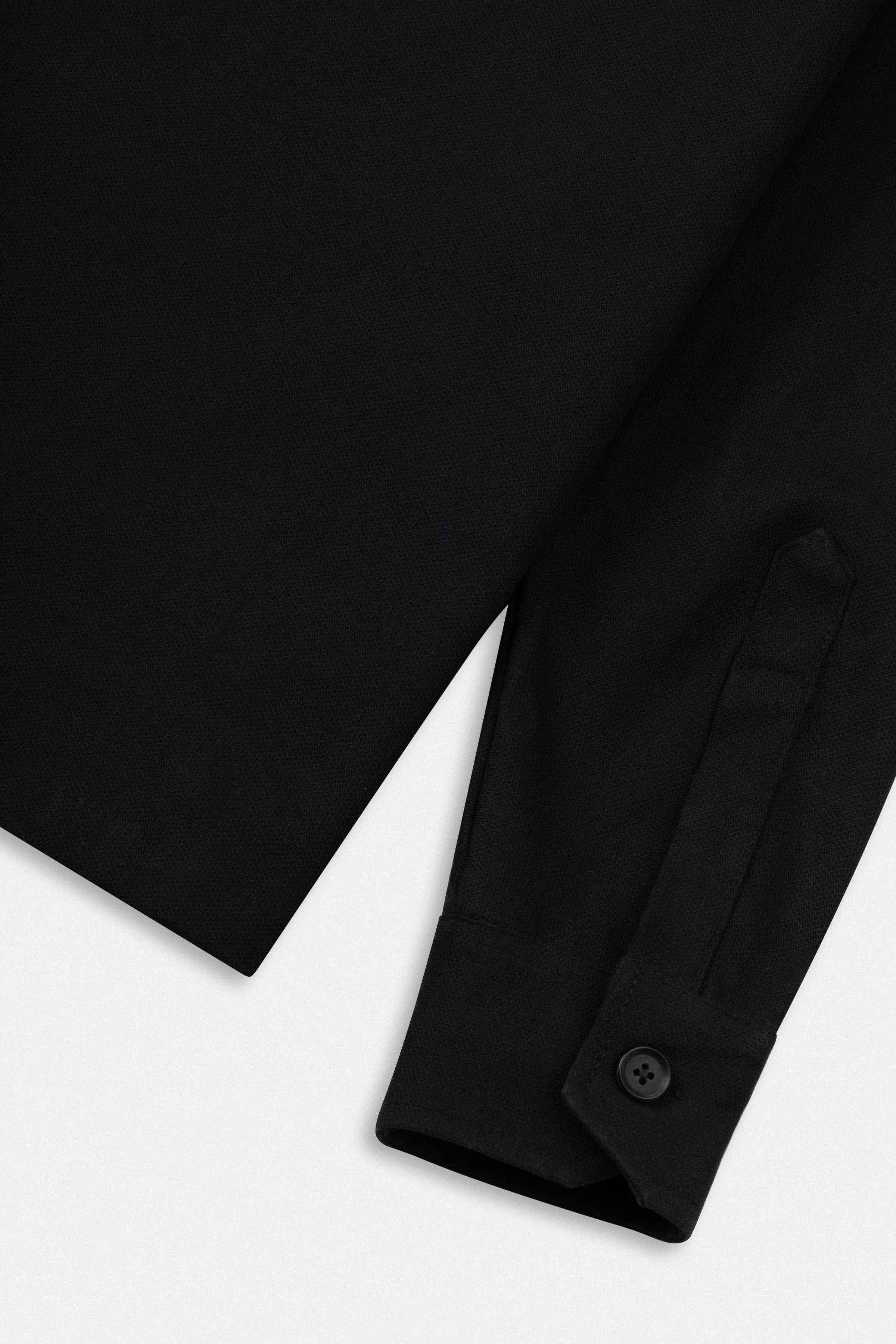 Solid Black Zip-Up Over-Shirt