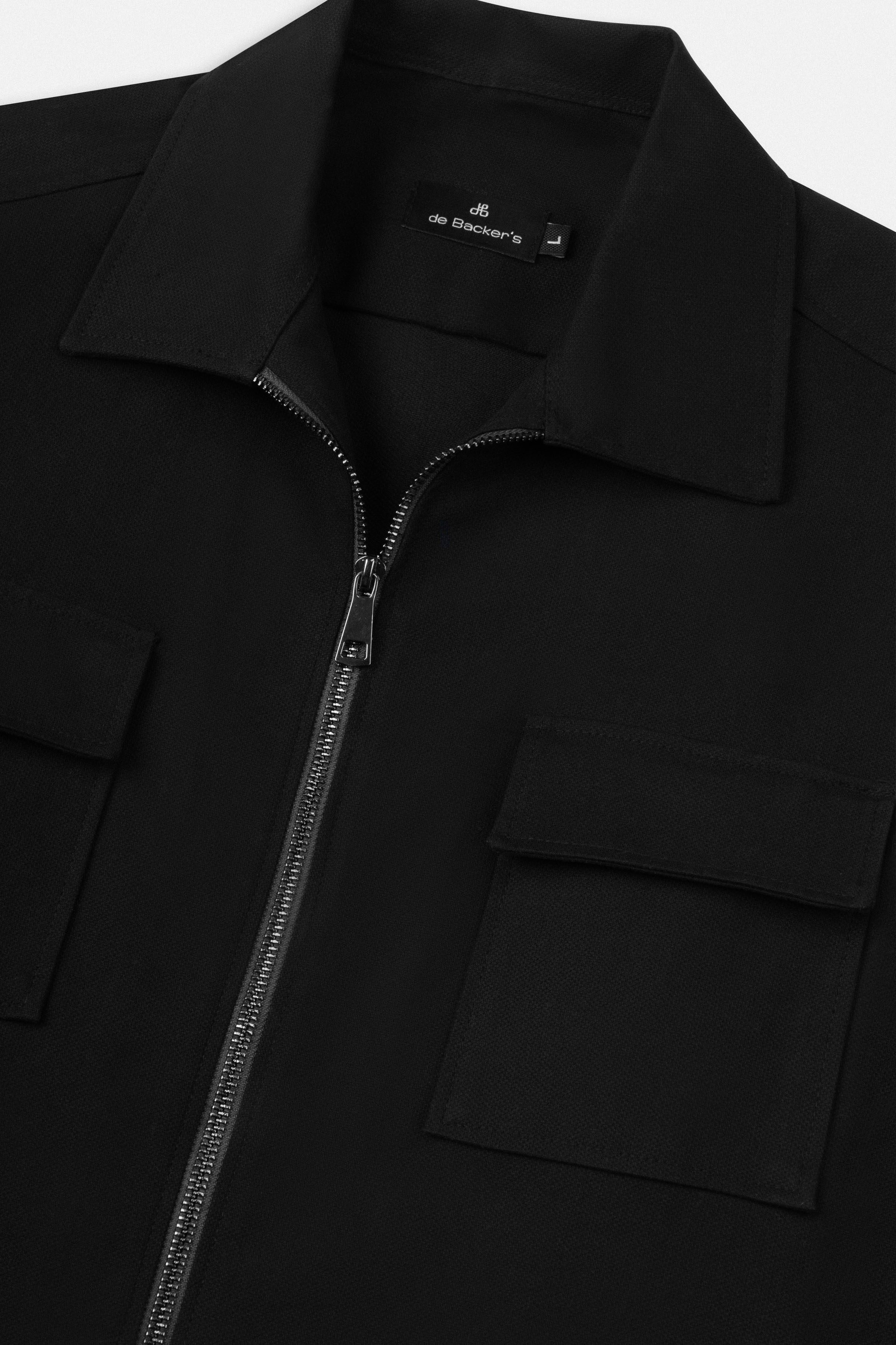 Solid Black Zip-Up Over-Shirt
