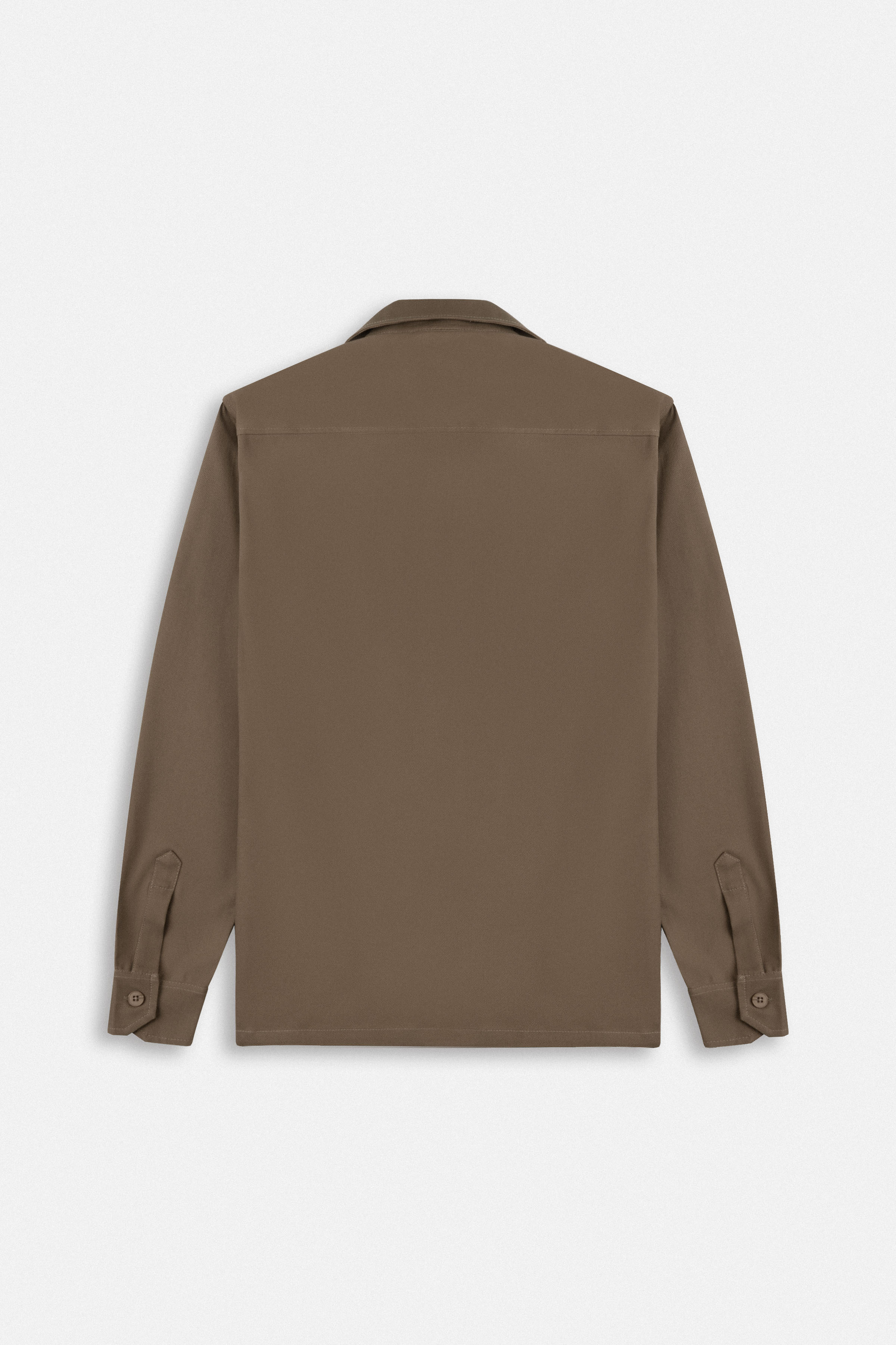 Solid Coffee Zip-Up Over-Shirt