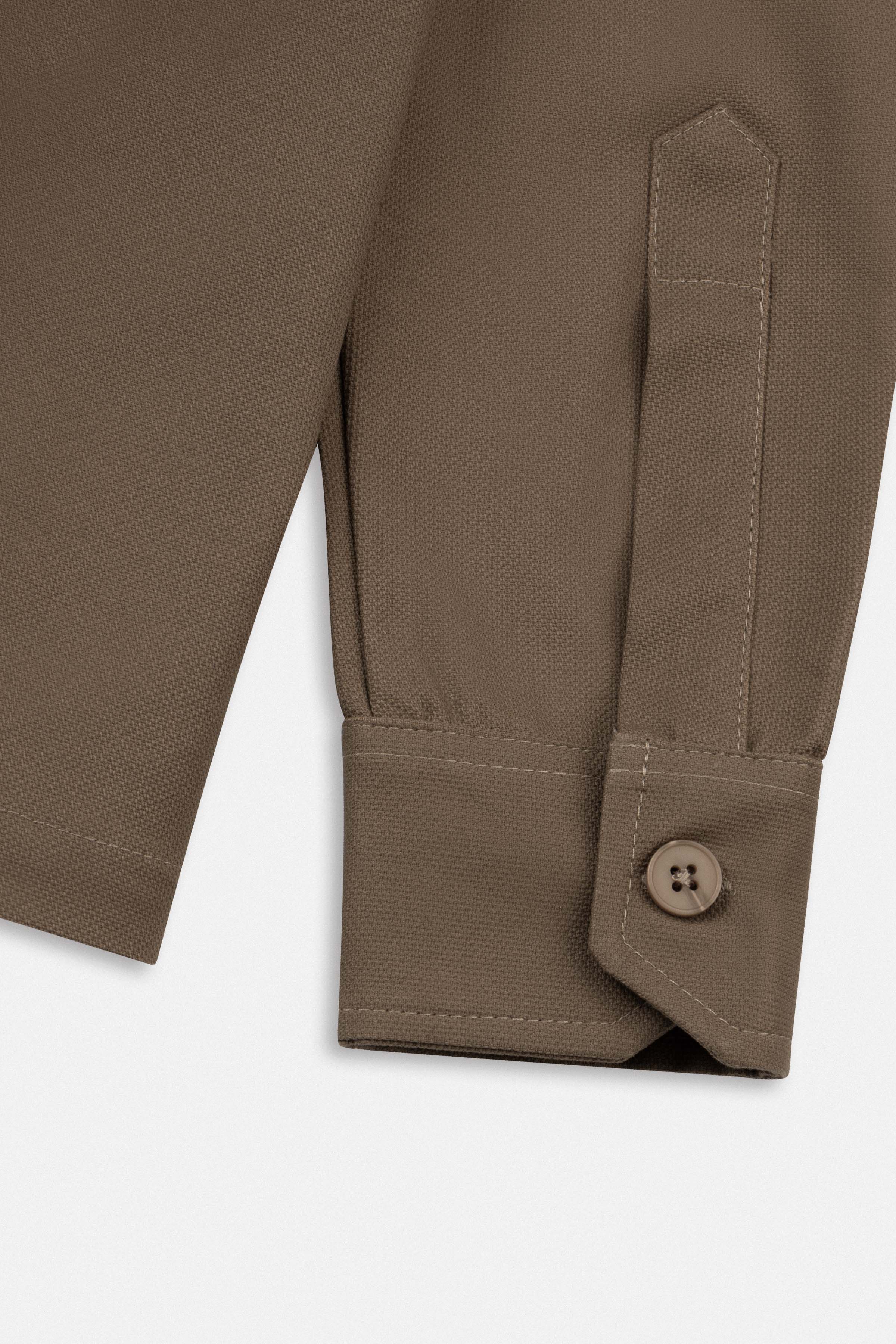 Solid Coffee Zip-Up Over-Shirt