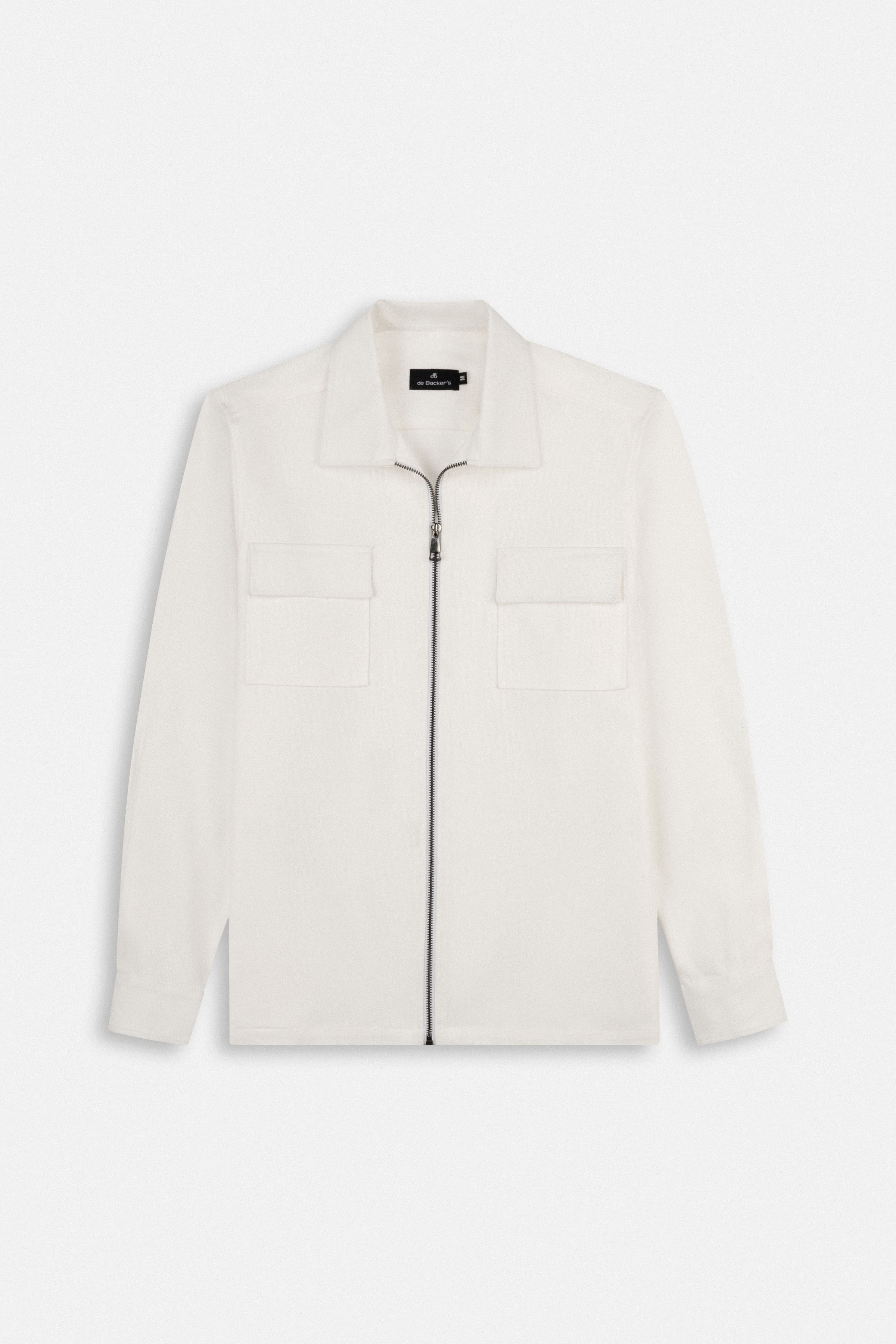Solid off White Zip-Up Over-Shirt