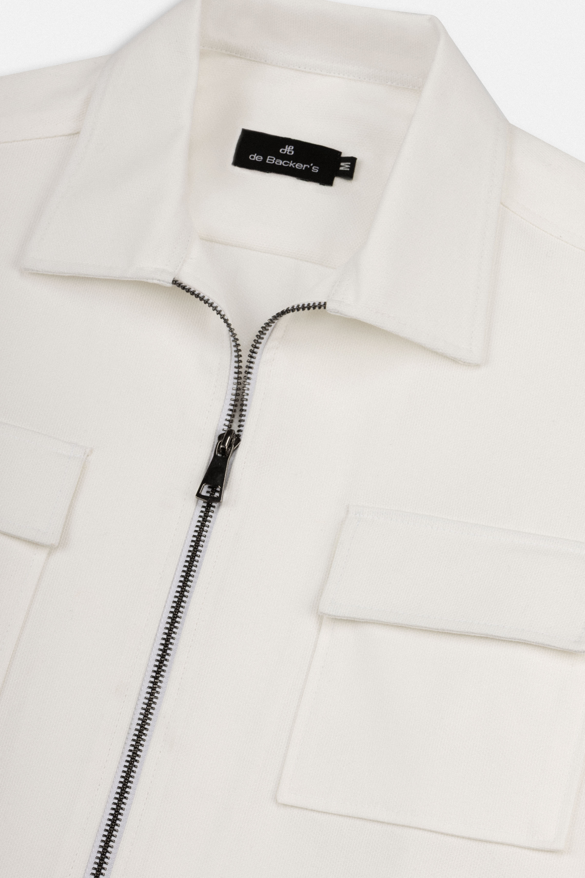 Solid off White Zip-Up Over-Shirt