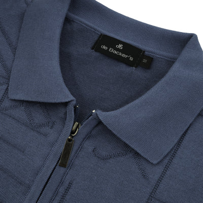 Jacquard Knitted Dark Navy Cotton Polo