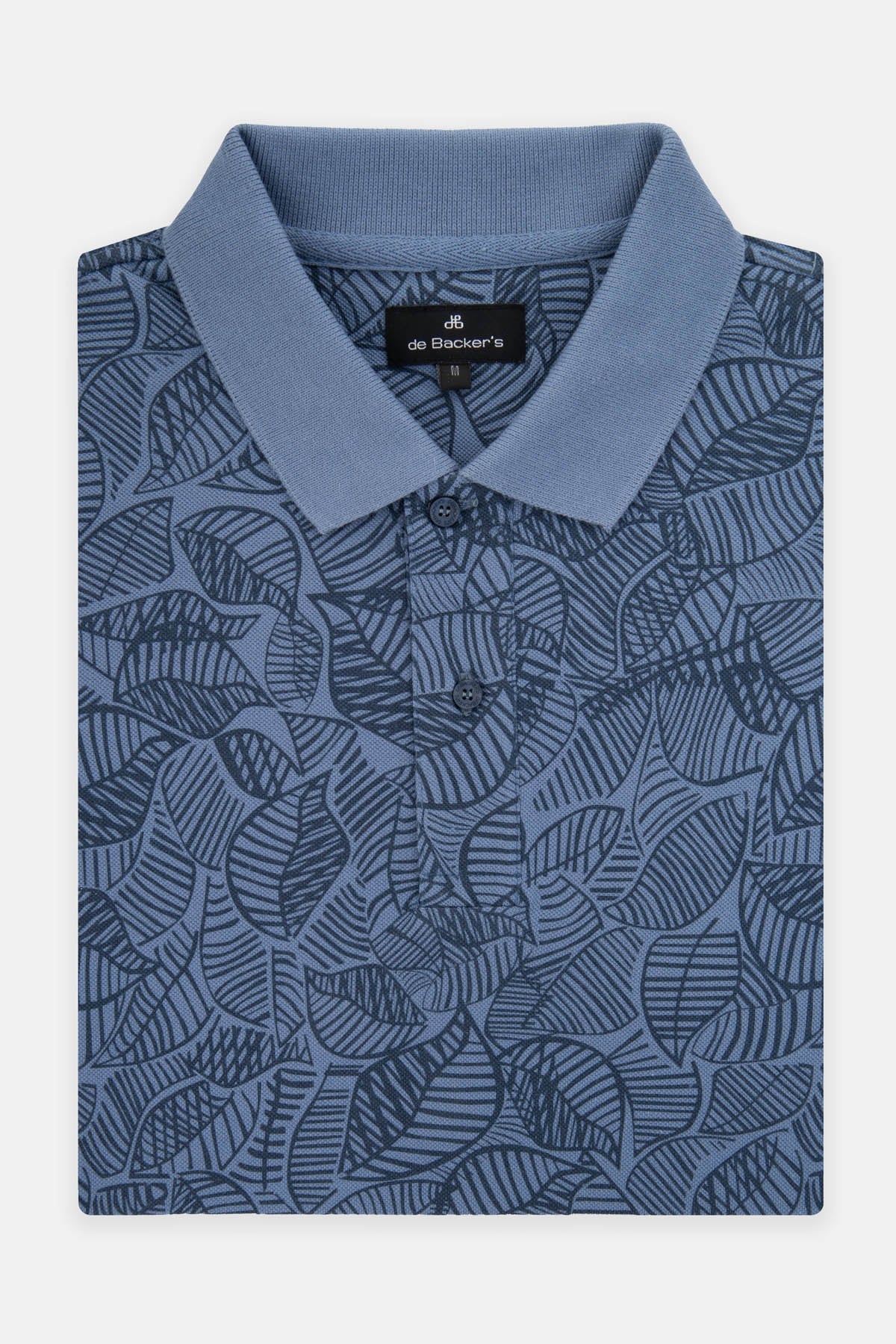 Printed Pique Glaucous Blue Polo - 1