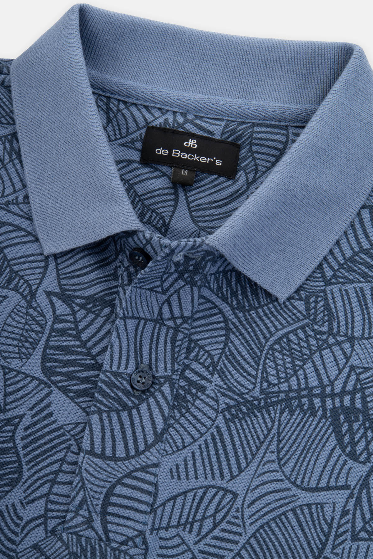 Printed Pique Glaucous Blue Polo - 2