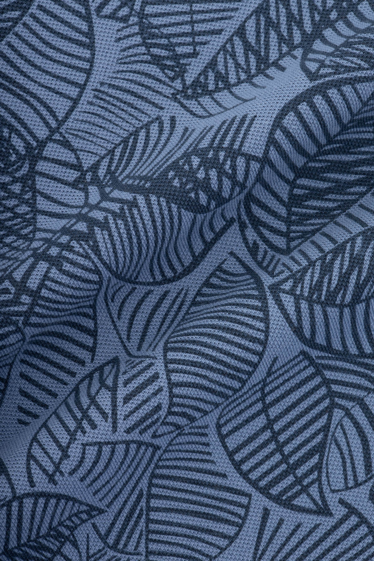 Printed Pique Glaucous Blue Polo - 4
