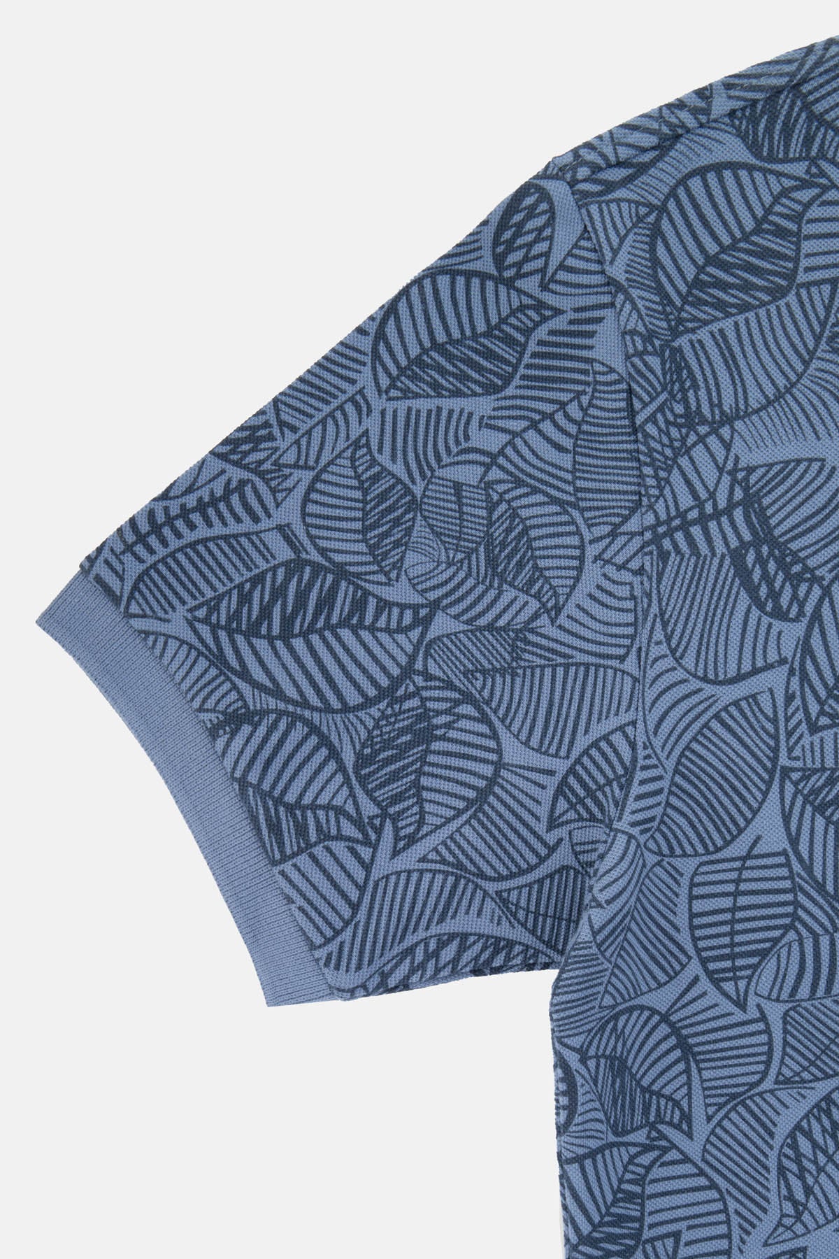 Printed Pique Glaucous Blue Polo - 3