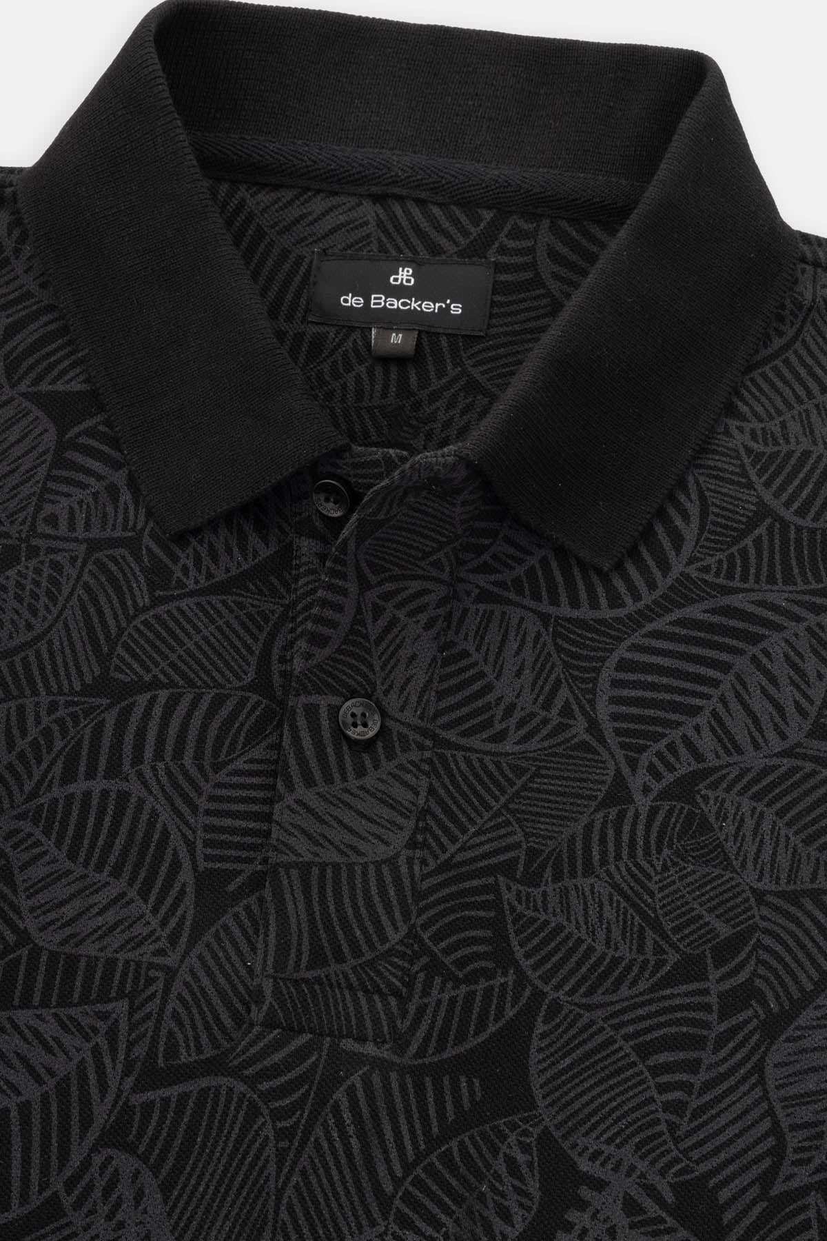 Printed Pique Black Polo - 2