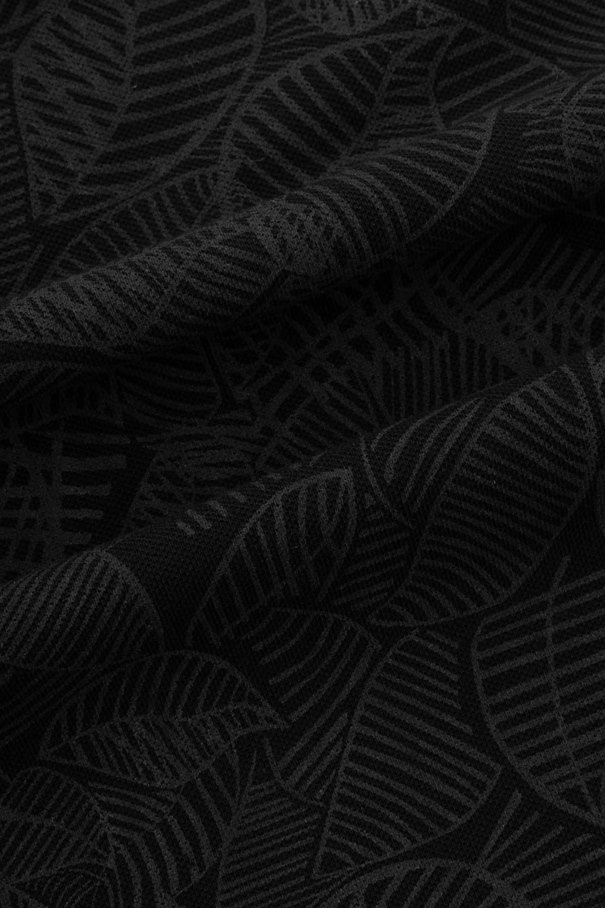 Printed Pique Black Polo - 4
