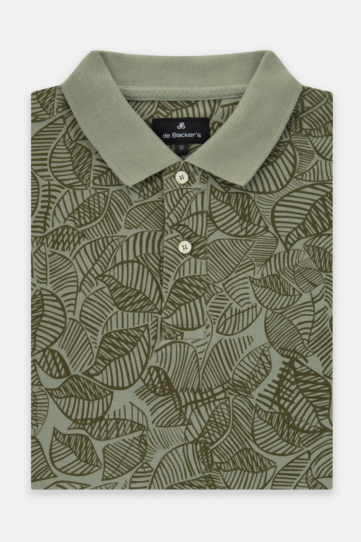 Printed Pique Ebony Olive Polo - 1