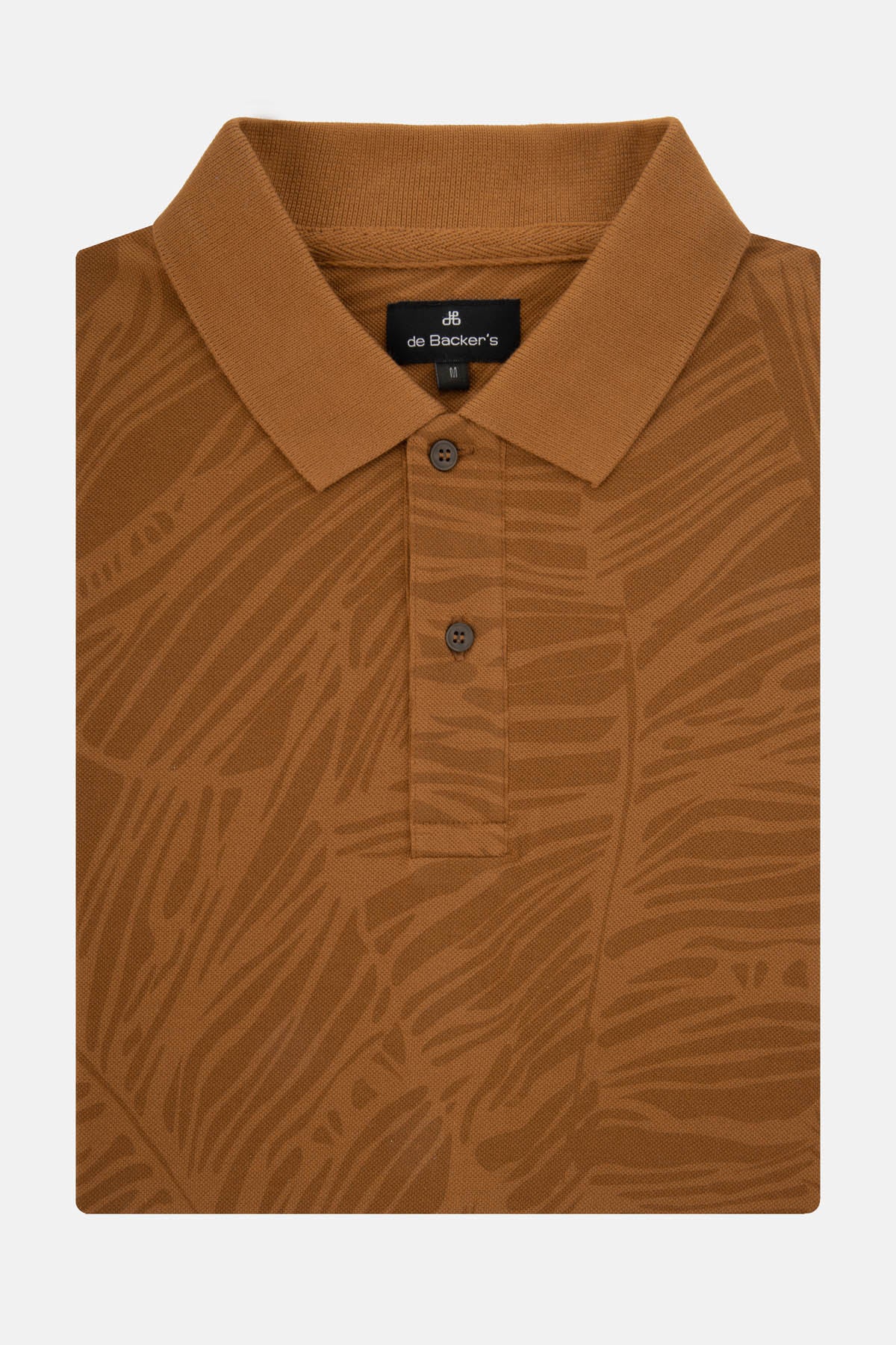 Printed Pique Raw Umber Brown Polo - 1