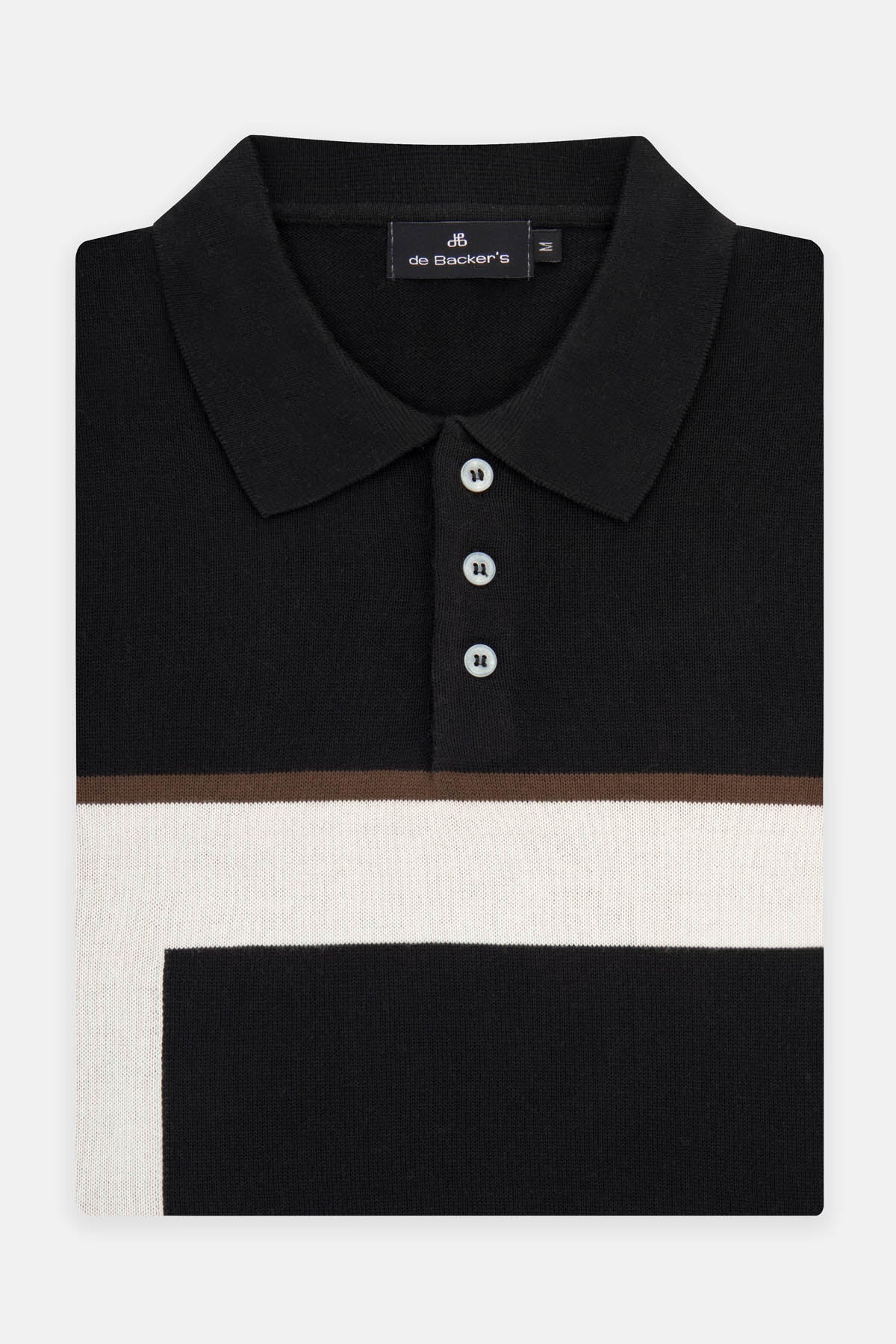 Trio-Colored Knitted Black Polo - 1