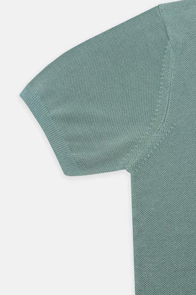 Jacquard Turquoise Knitted Round T-Shirt