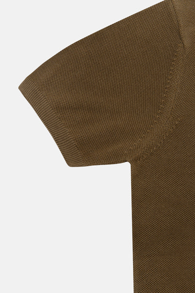 Jacquard Dark Brown Knitted Round T-Shirt