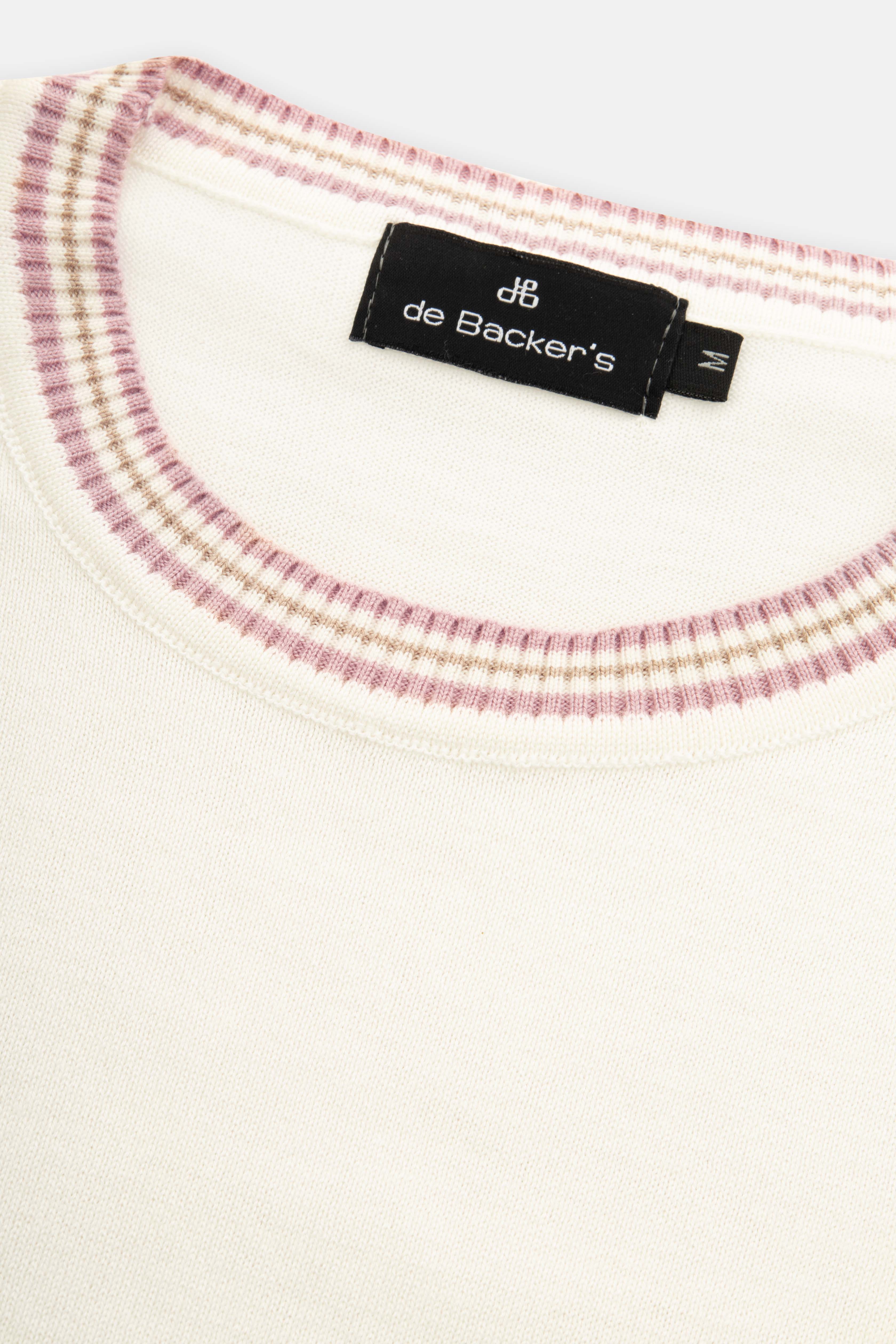 Plain Floral Off White Knitted Round T-Shirt
