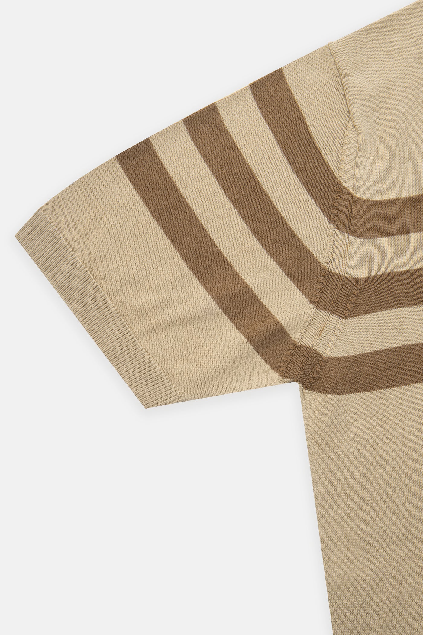 Striped Light Beige & Brown Knitted  Round T-Shirt