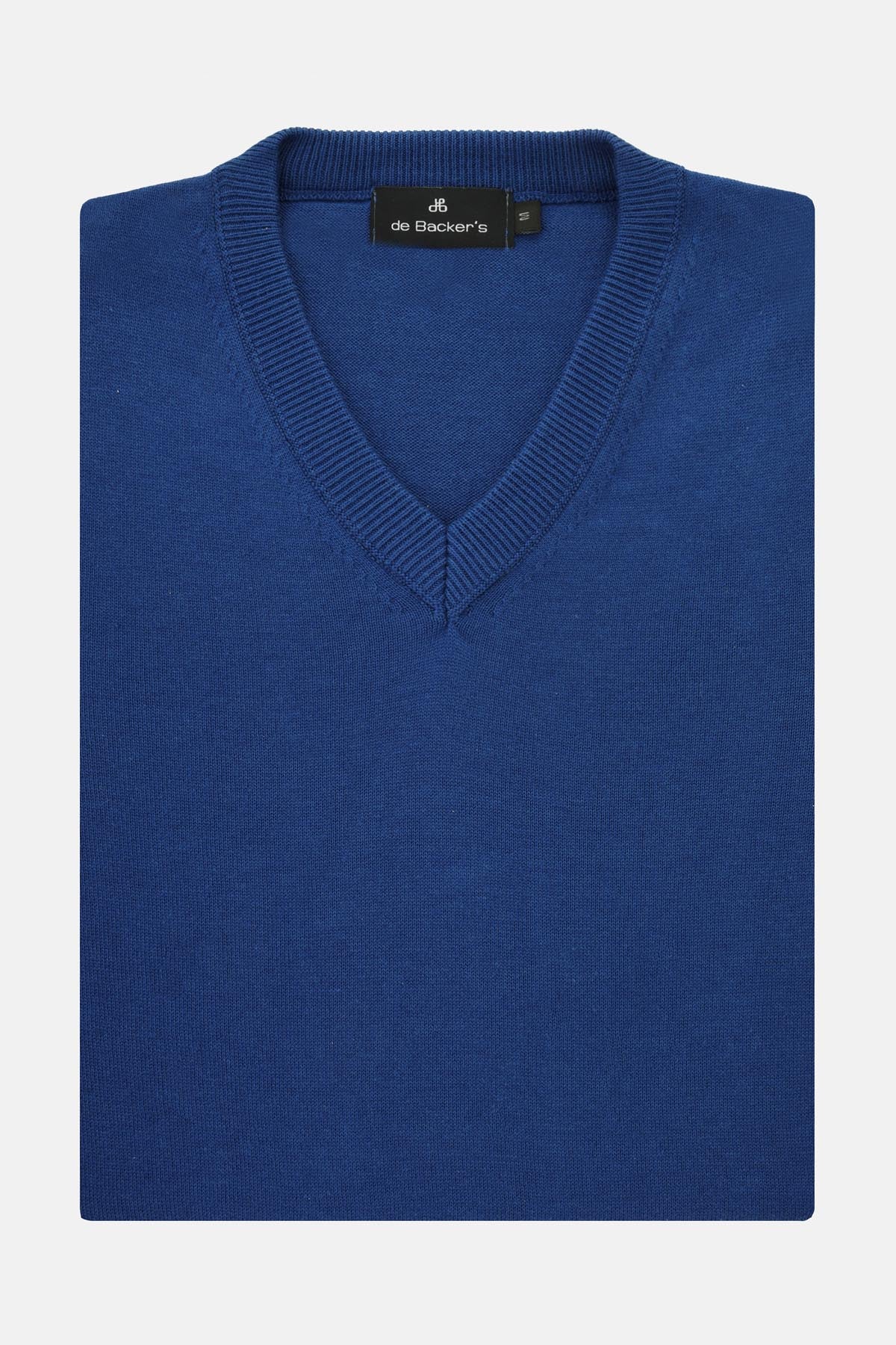 Plain Basic Marian Blue V Neck Pullover - 1