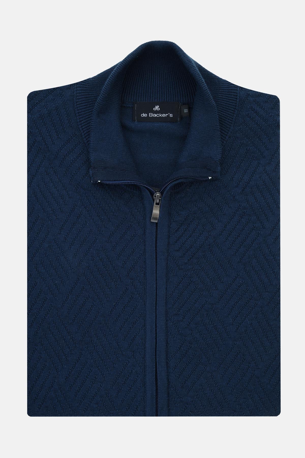 Jacquard Navy Knitted Jacket - 1
