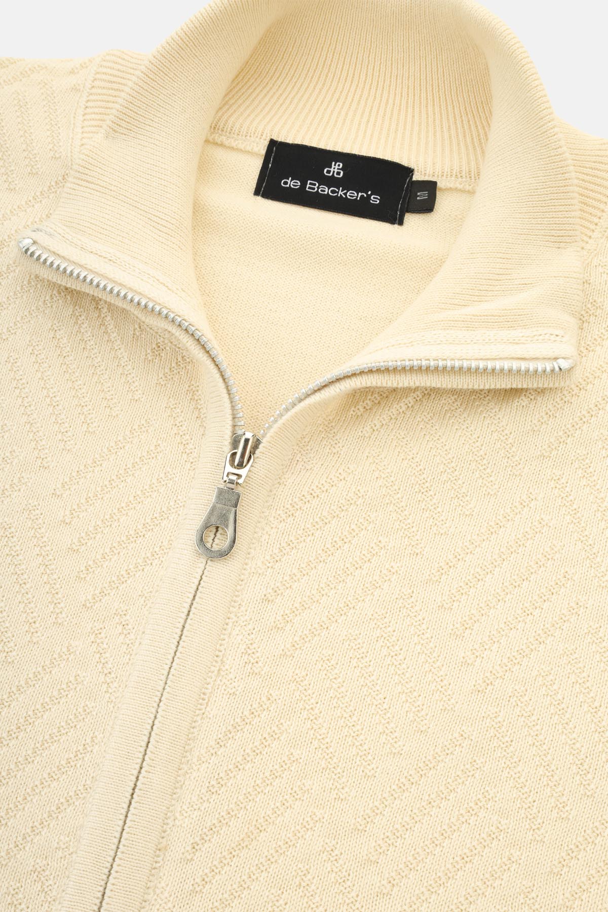 Jacquard Off White Knitted Jacket - 2