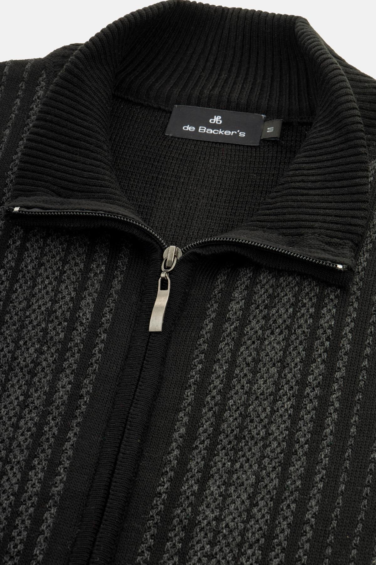 Jacquard Black & Dark Gray Knitted Jacket - 2