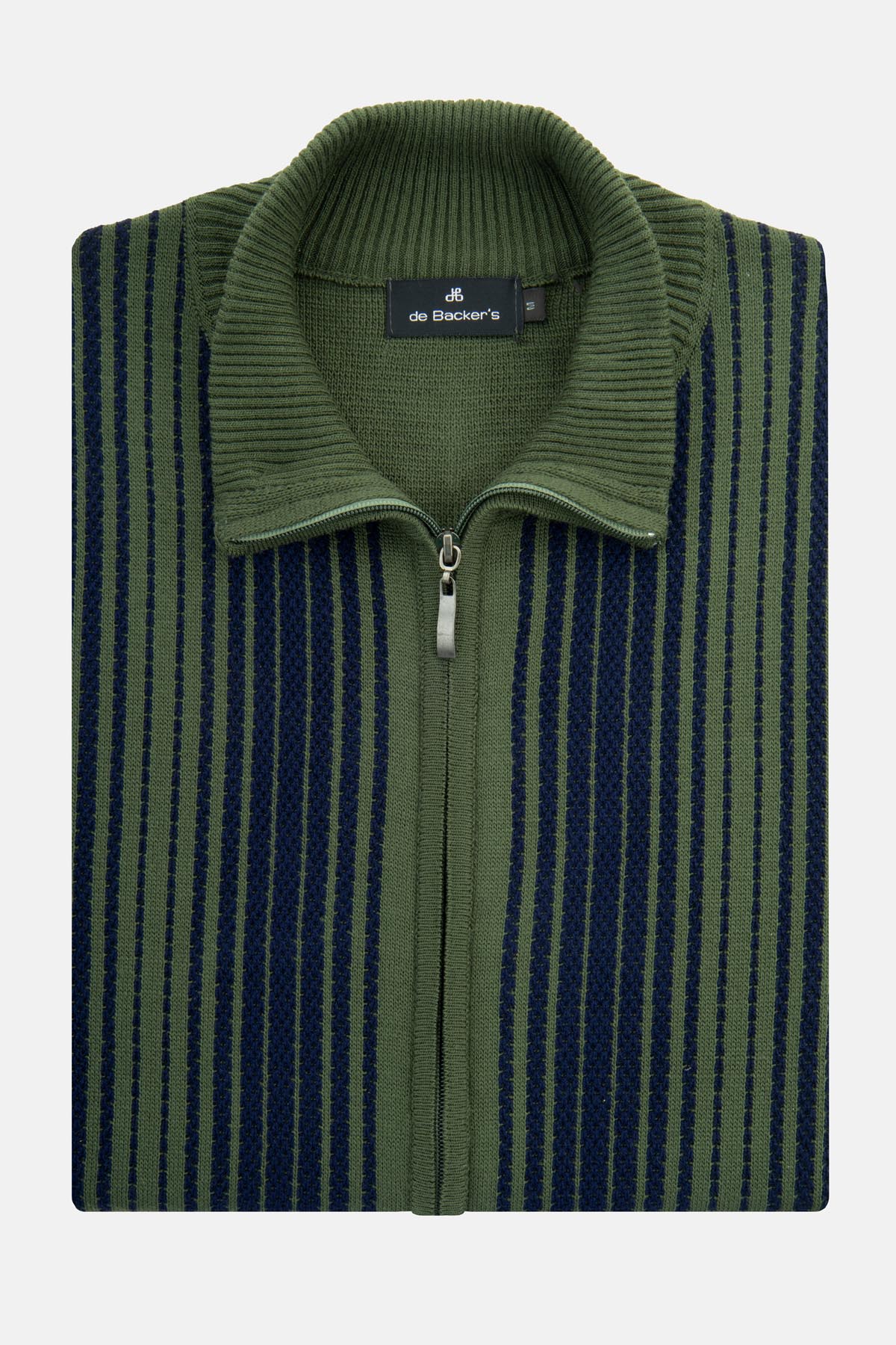 Jacquard Dark Green& Navy Knitted Jacket - 1