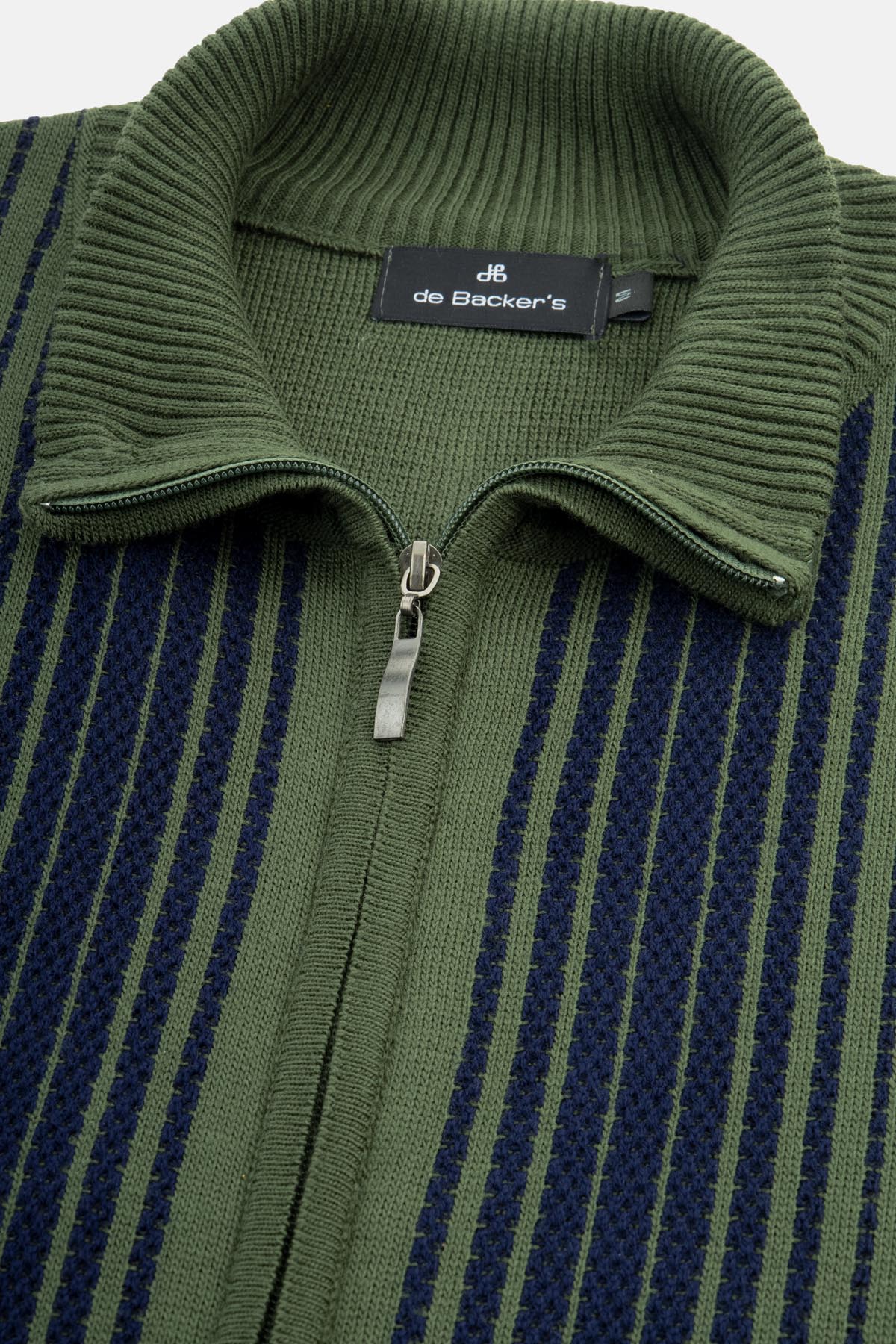 Jacquard Dark Green& Navy Knitted Jacket - 2