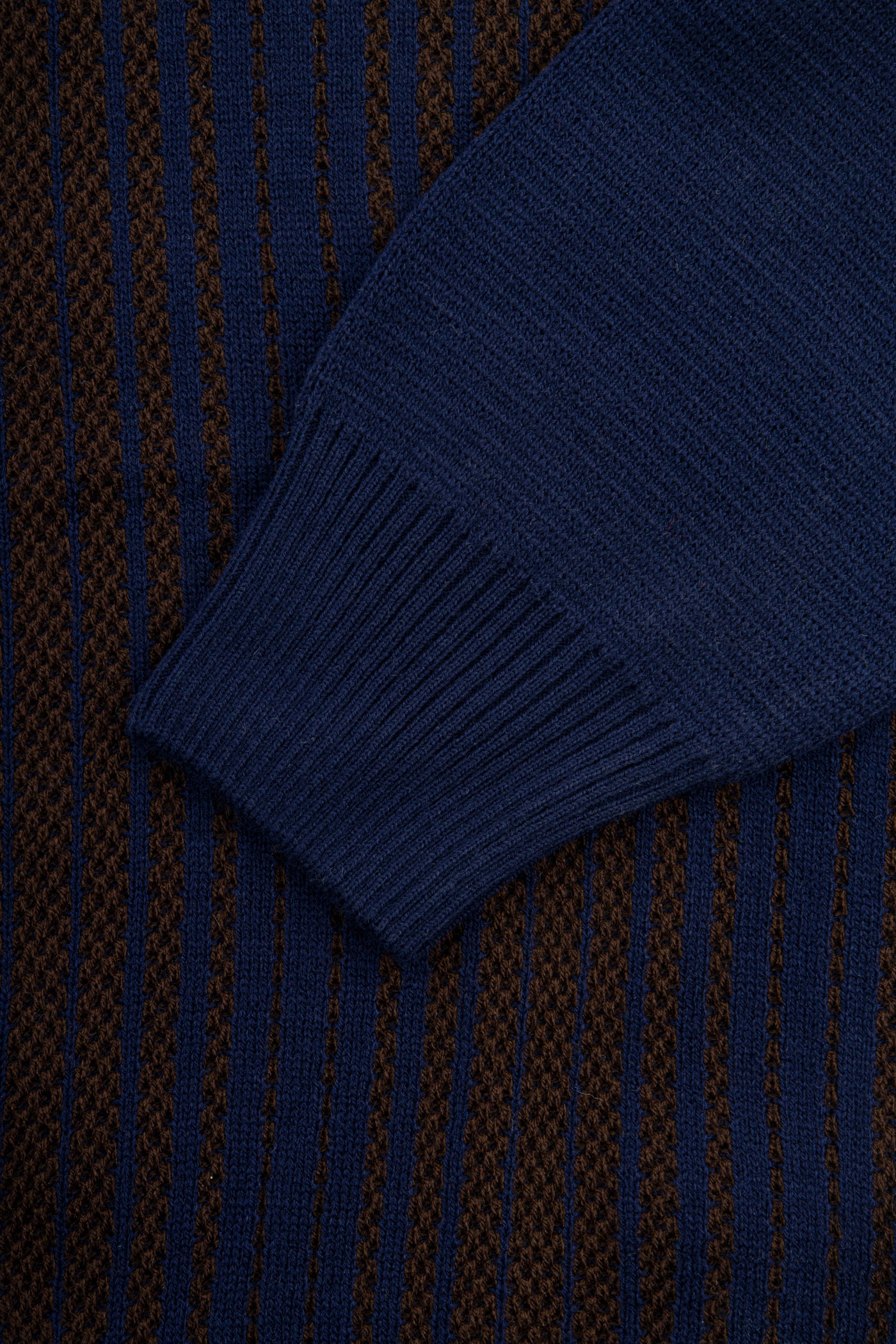 Jacquard Navy & Brown Knitted Jacket