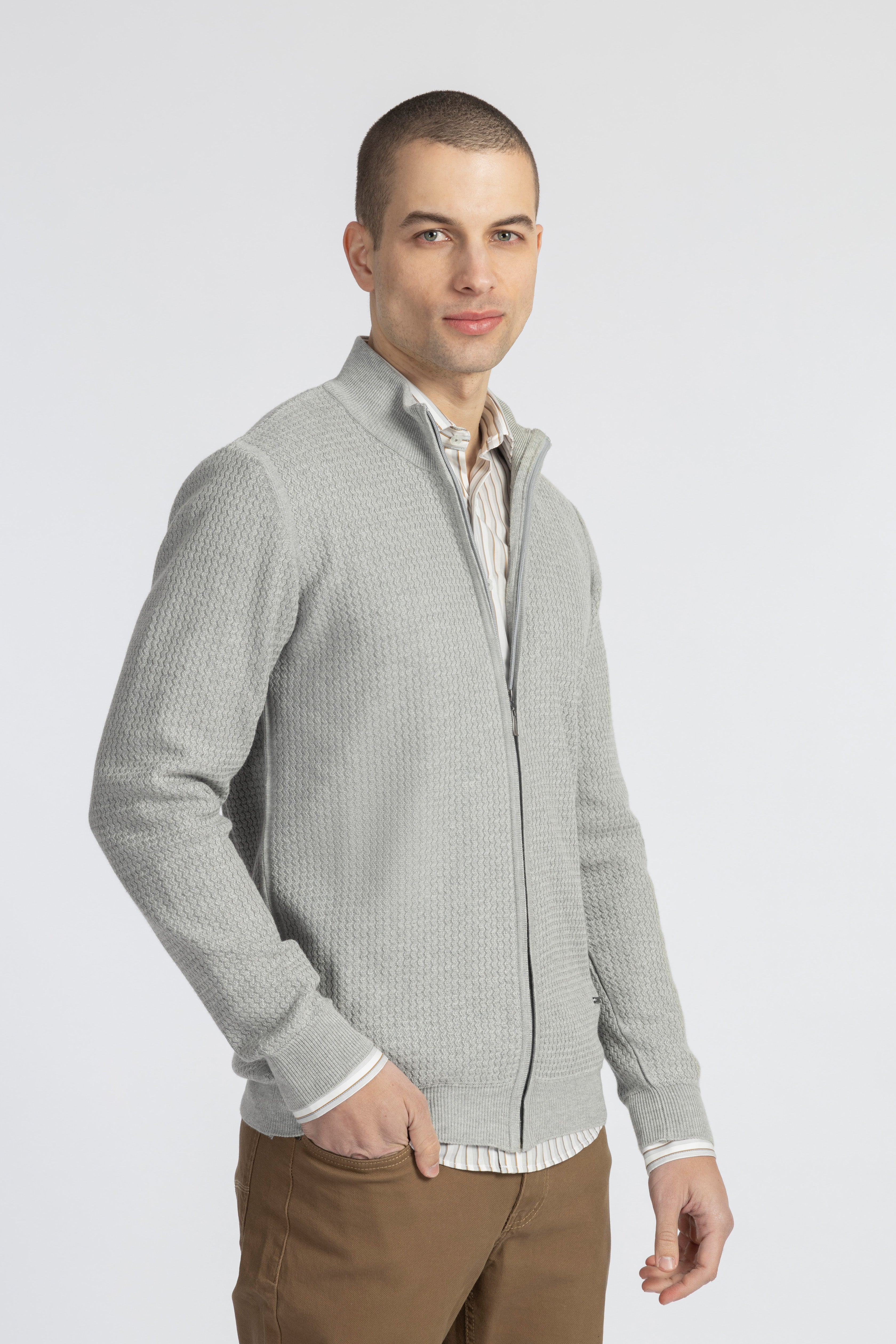 Jacquard Gray knitwear jacket