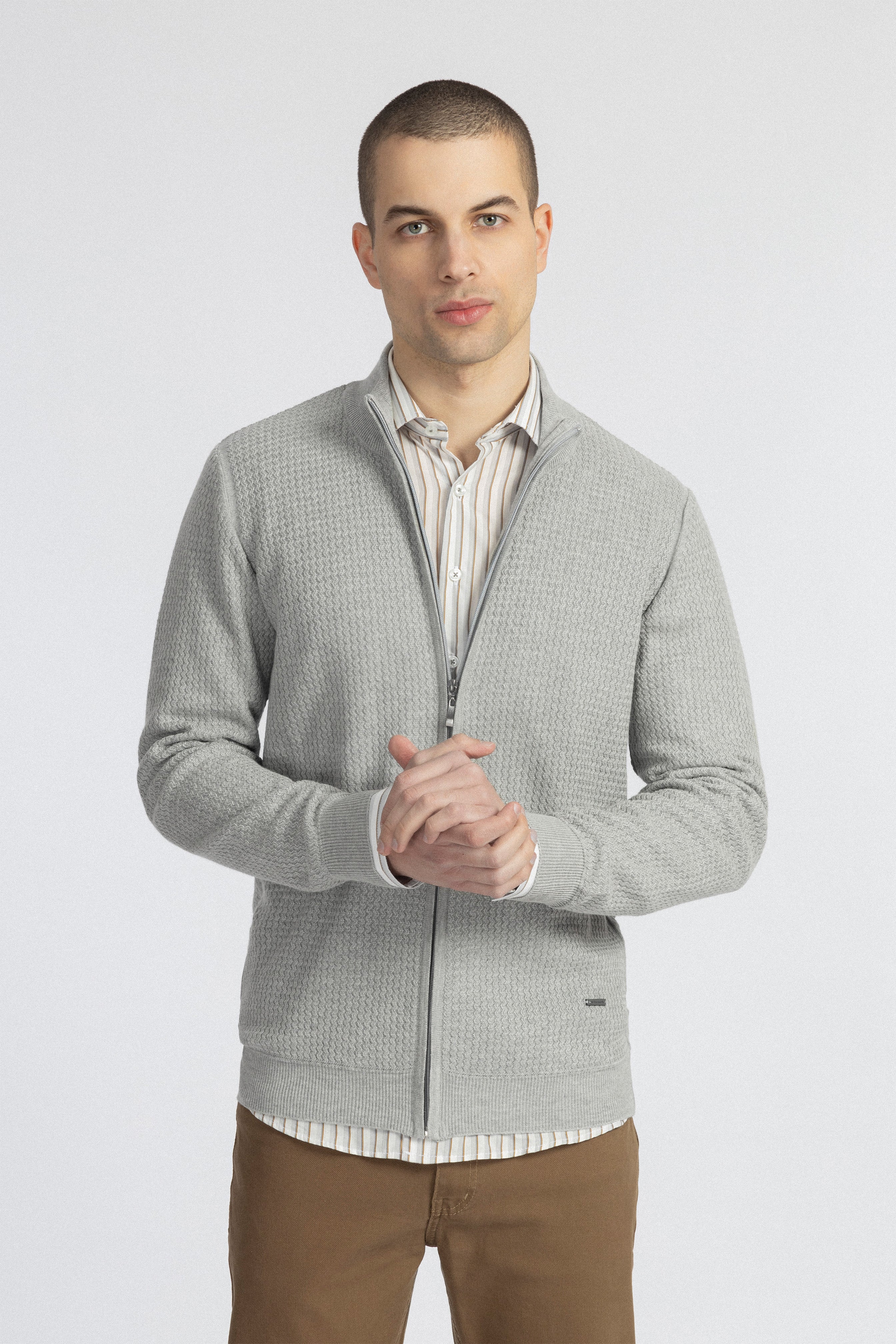 Jacquard Gray knitwear jacket - 2