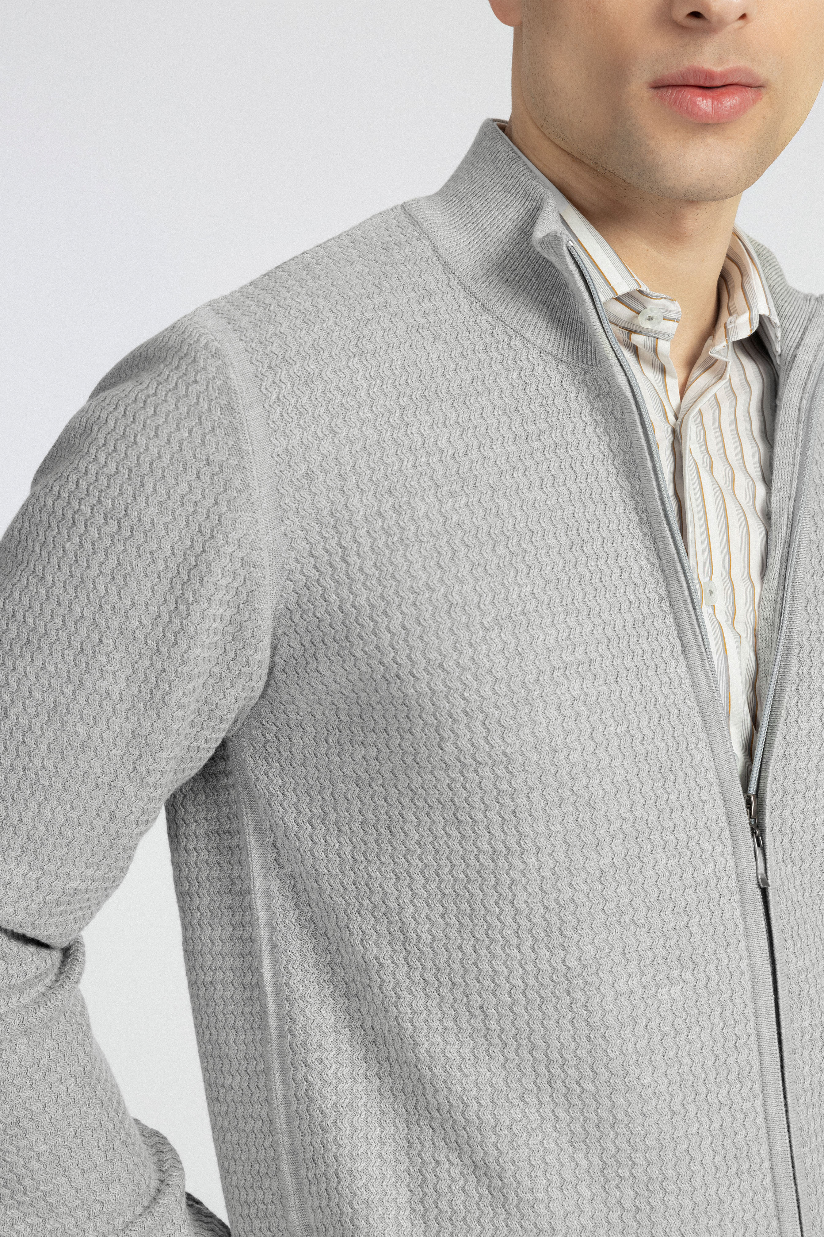 Jacquard Gray knitwear jacket