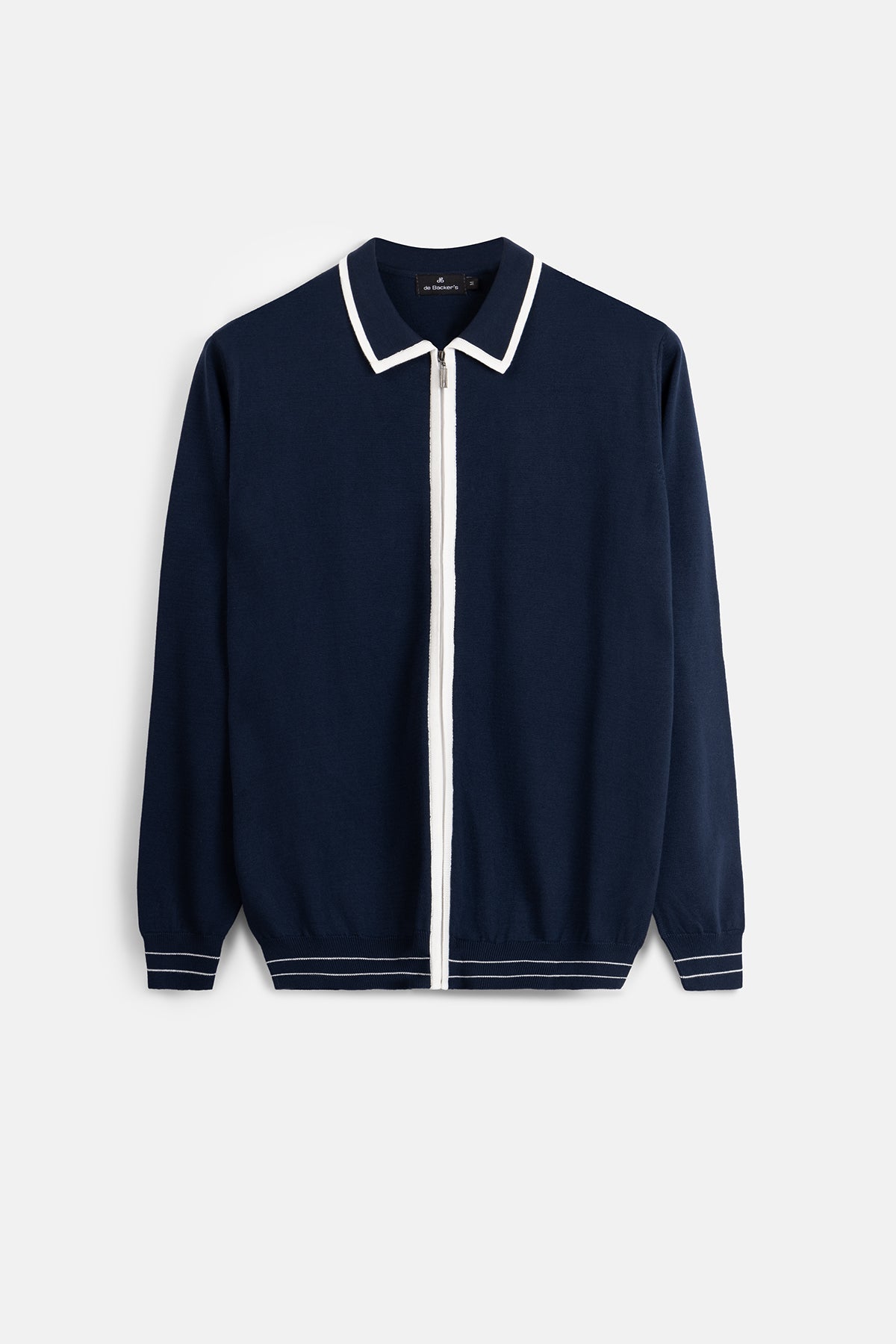 Solid Navy Zip-Up Polo Knitted Jacket - 1