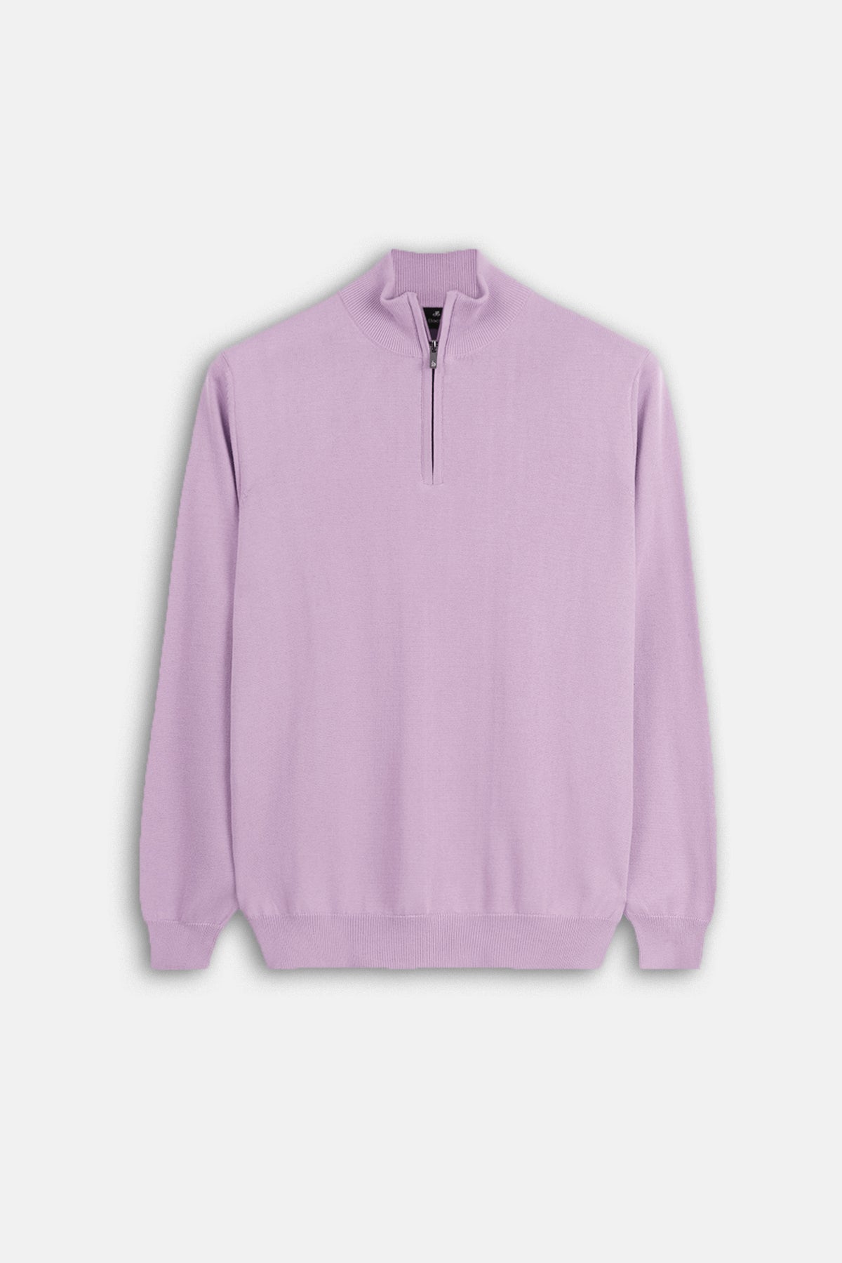 Solid Knitted Mauve Moc-Neck Pullover - 1