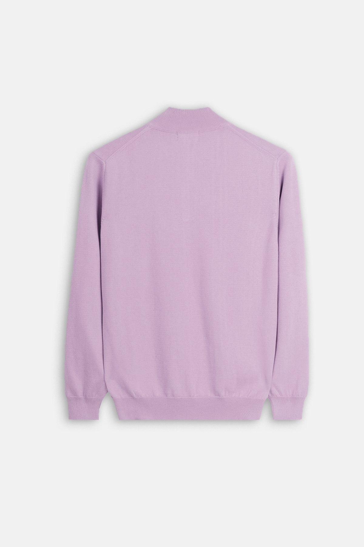 Solid Knitted Mauve Moc-Neck Pullover - 3