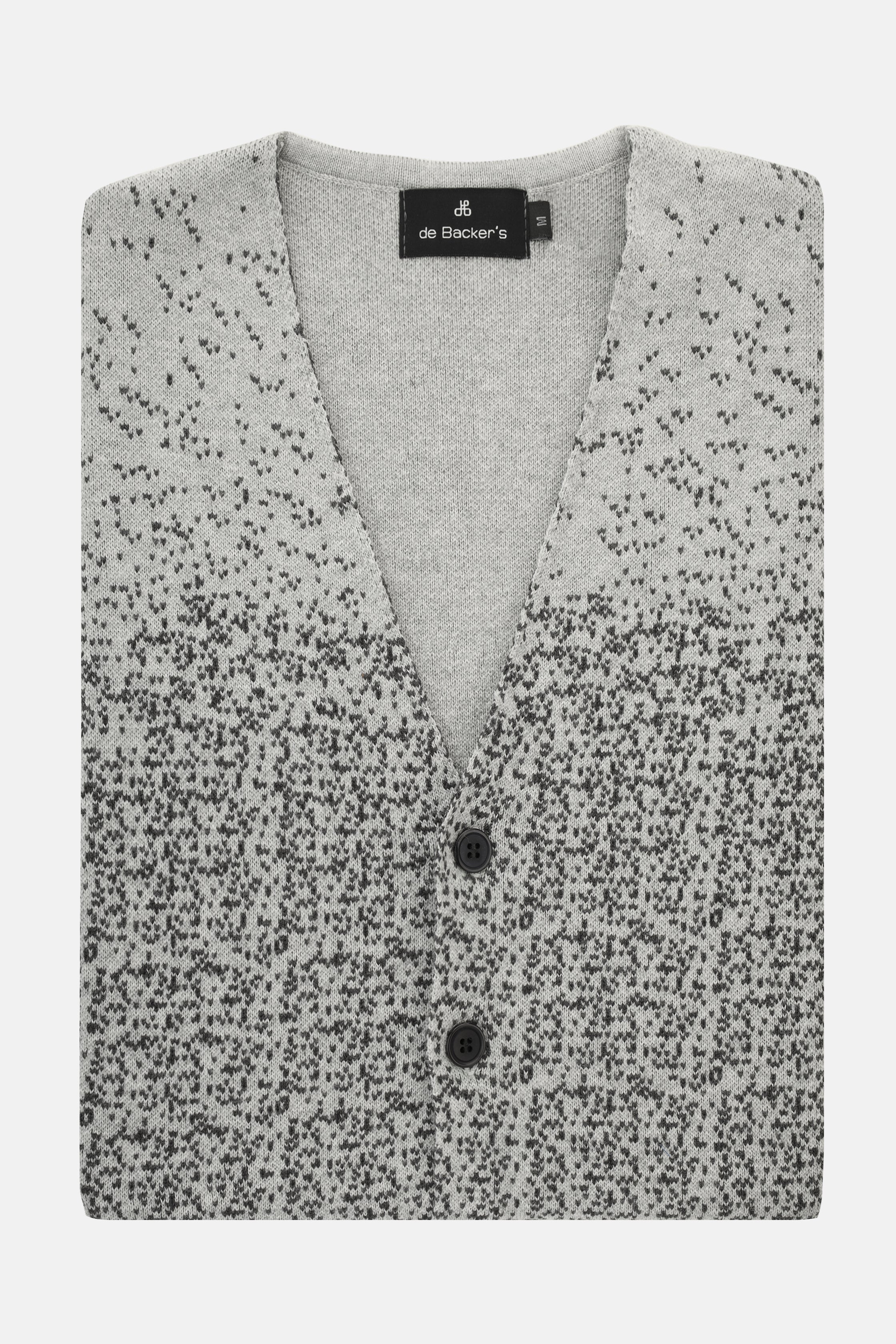 Button up Jacquard Light Gray Knitwear Vest - 1