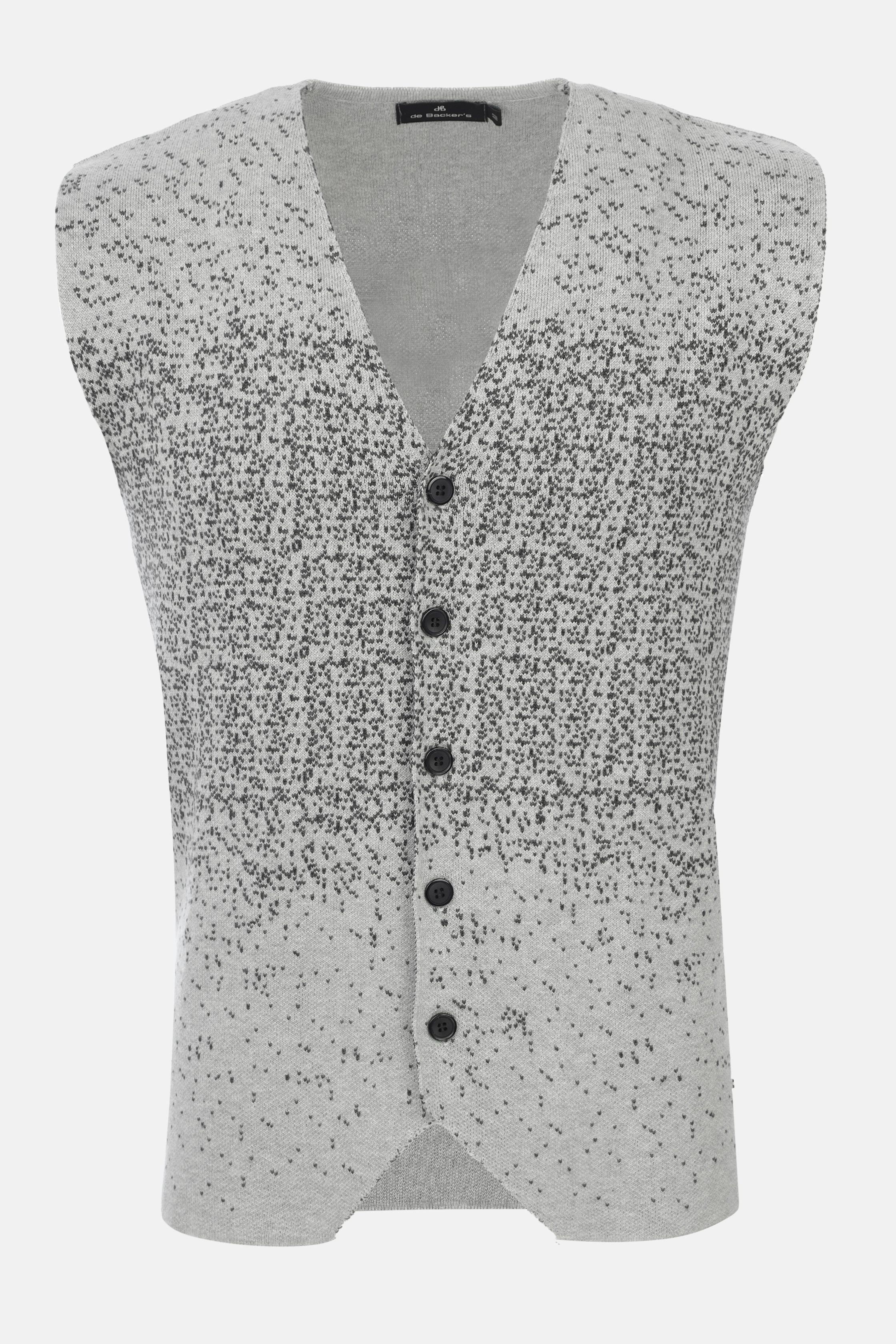 Button up Jacquard Light Gray Knitwear Vest - 4