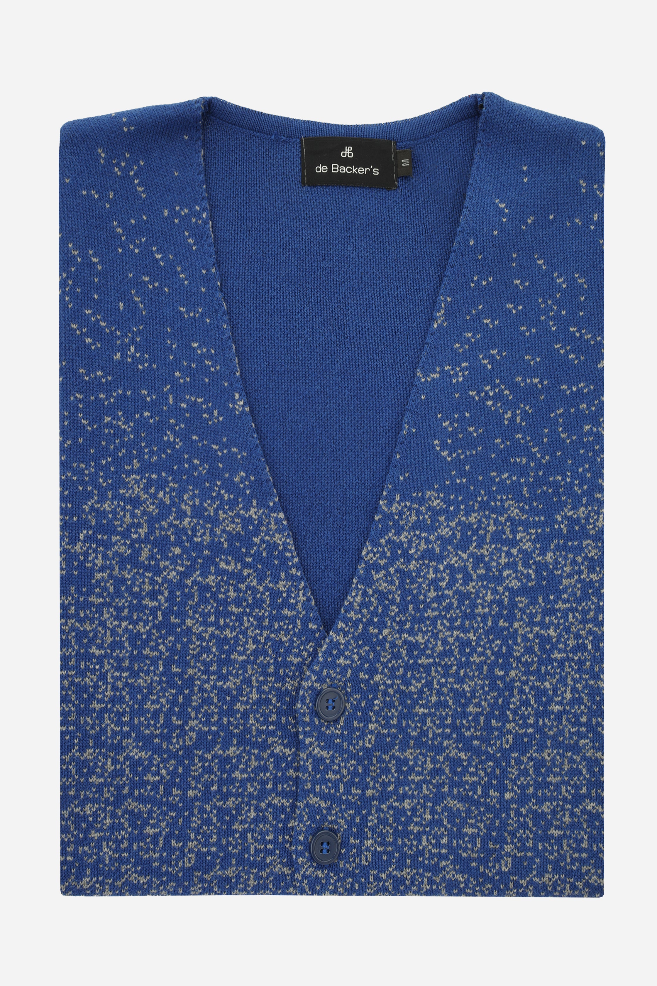 Button up Jacquard Navy Knitwear Vest - 1
