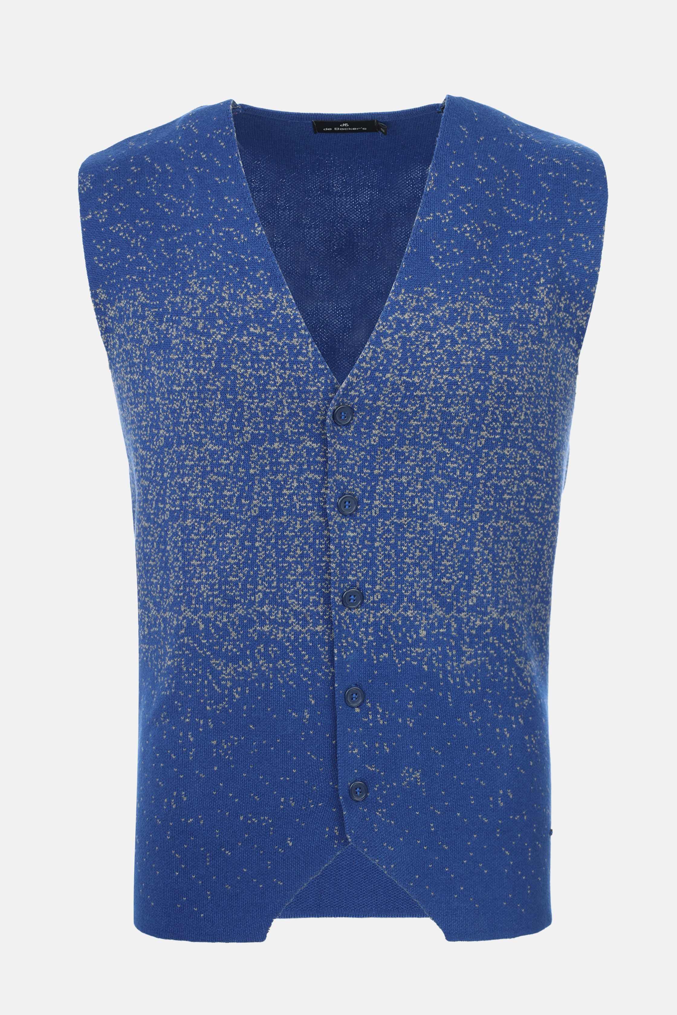 Button up Jacquard Navy Knitwear Vest - 4